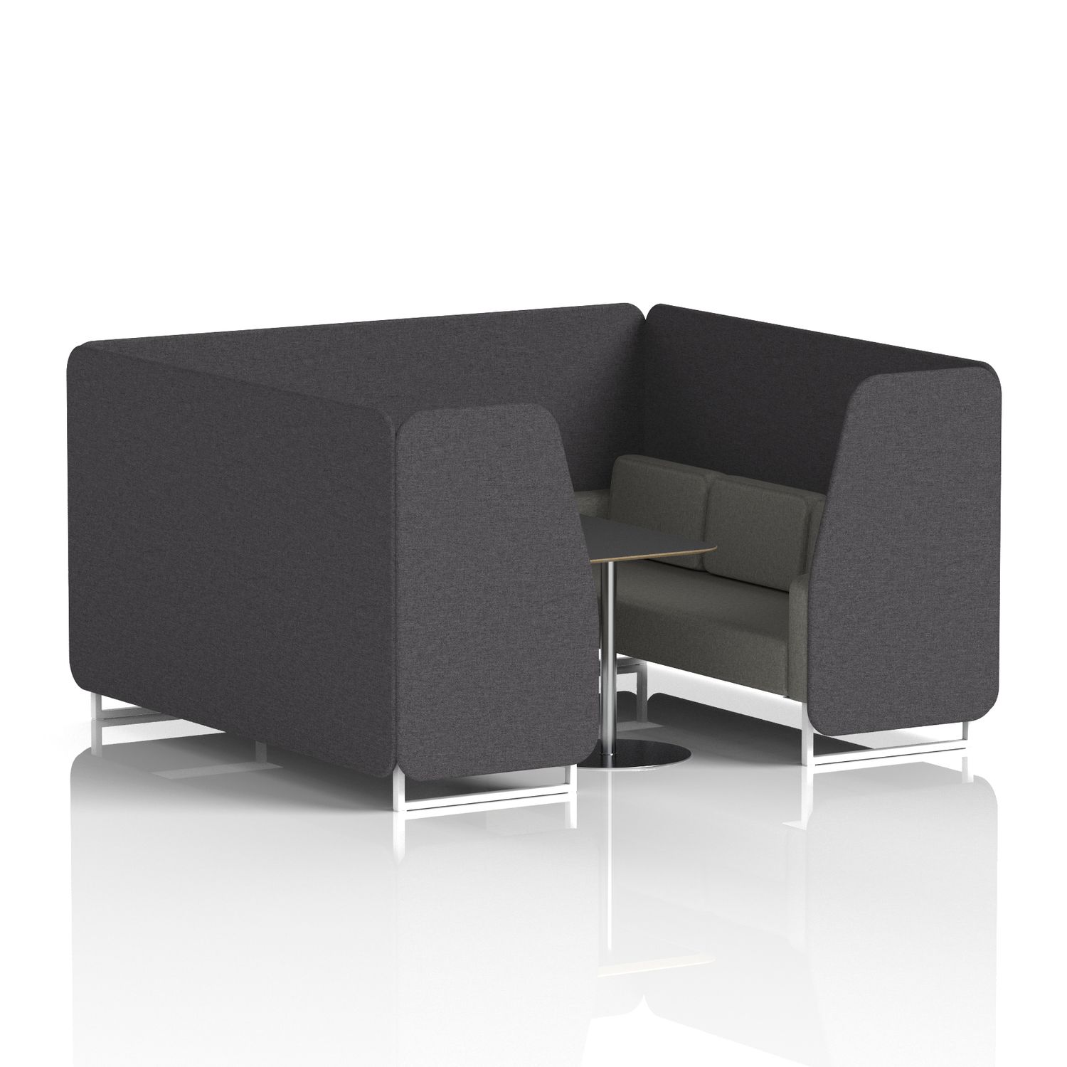 Brixworth 6 Seater Booth with White Legs and Black Table with Silver Leg In X2 F