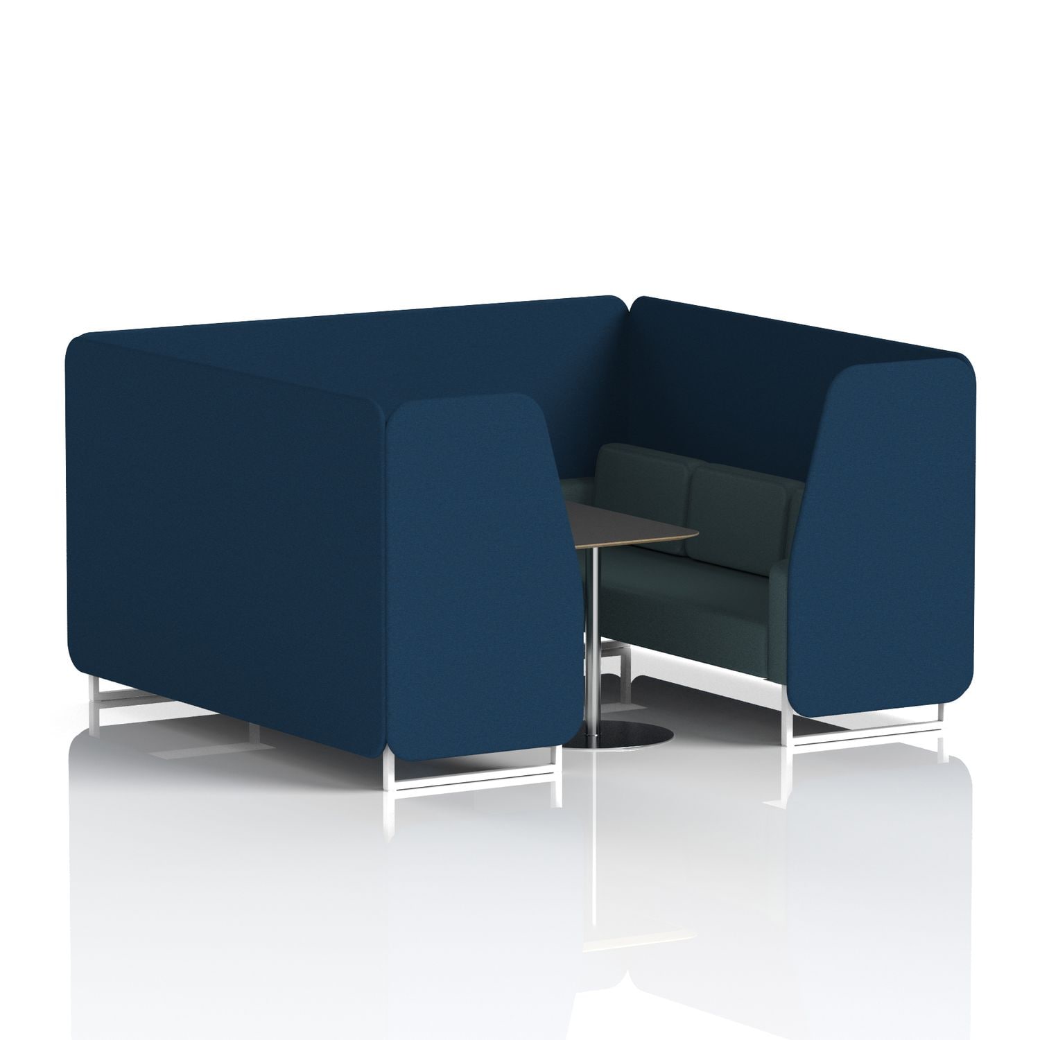 Brixworth 6 Seater Booth with White Legs and Black Table with Silver Leg In X2 F