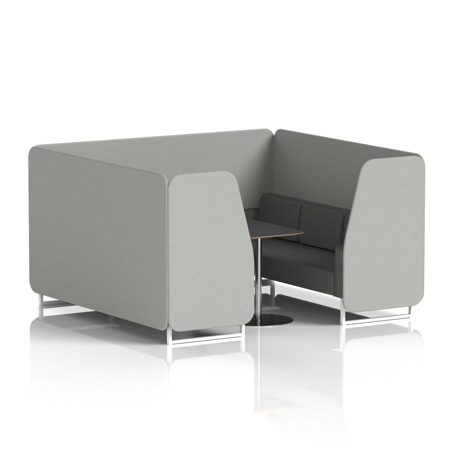 Brixworth 6 Seater Booth with White Legs and Black Table with Silver Leg In Sumi