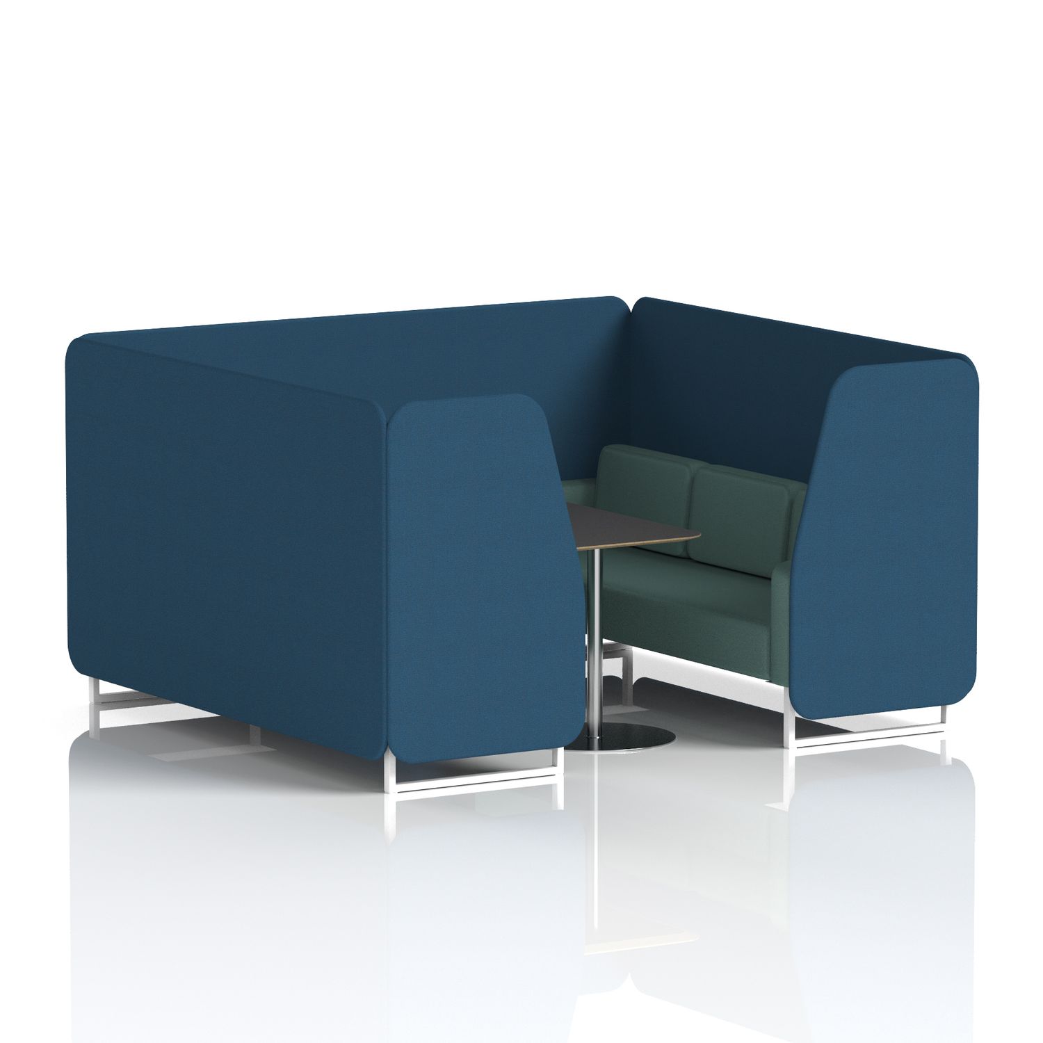 Brixworth 6 Seater Booth with White Legs and Black Table with Silver Leg In Sumi