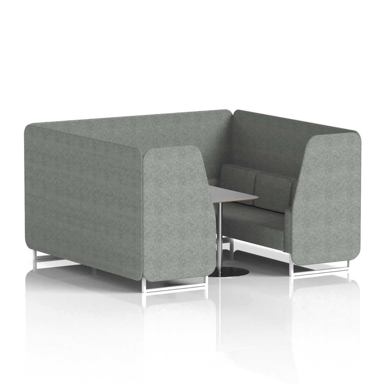 Brixworth 6 Seater Booth with White Legs and Grey Table with Silver Leg In Rivet