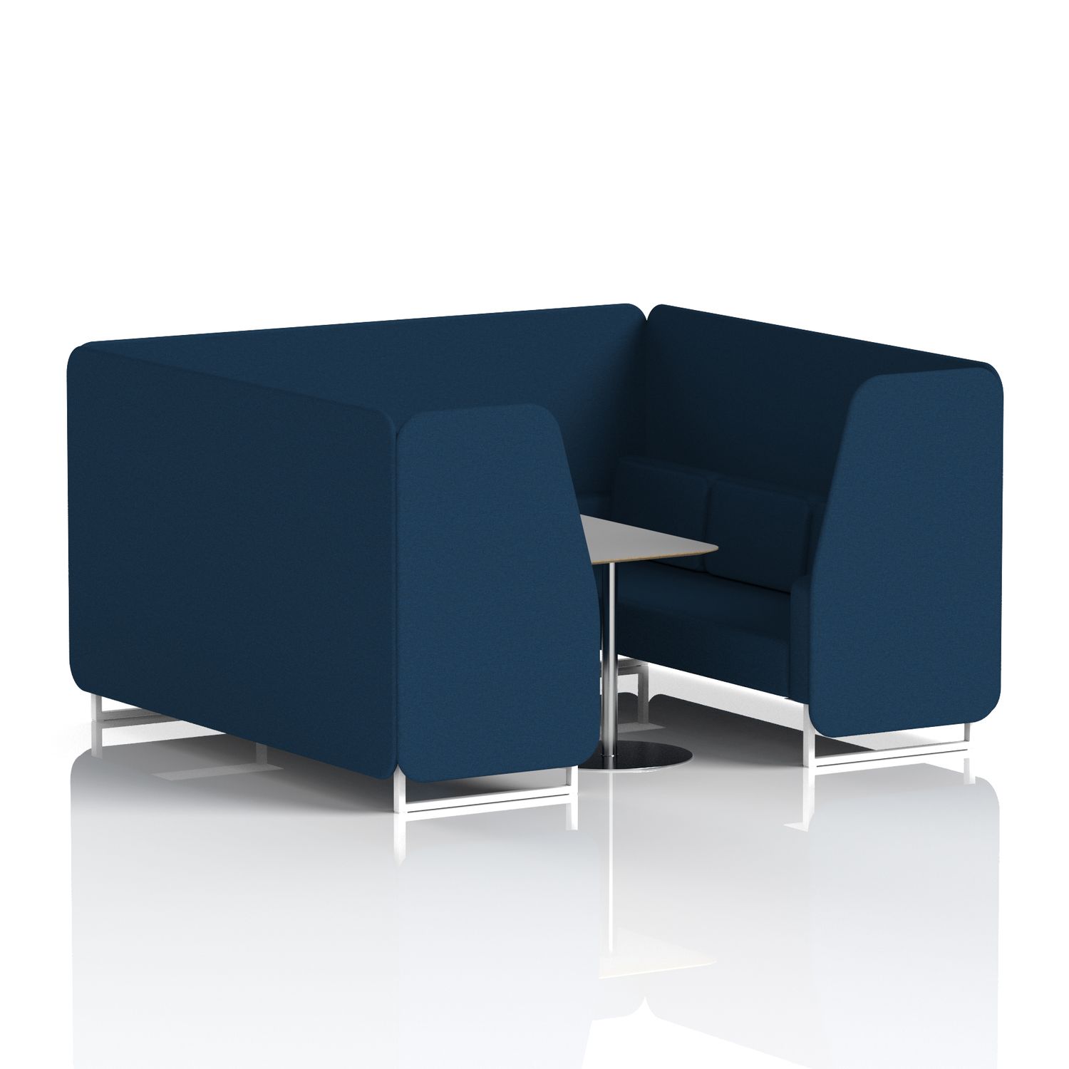Brixworth 6 Seater Booth with White Legs and Grey Table with Silver Leg In X2 Fa