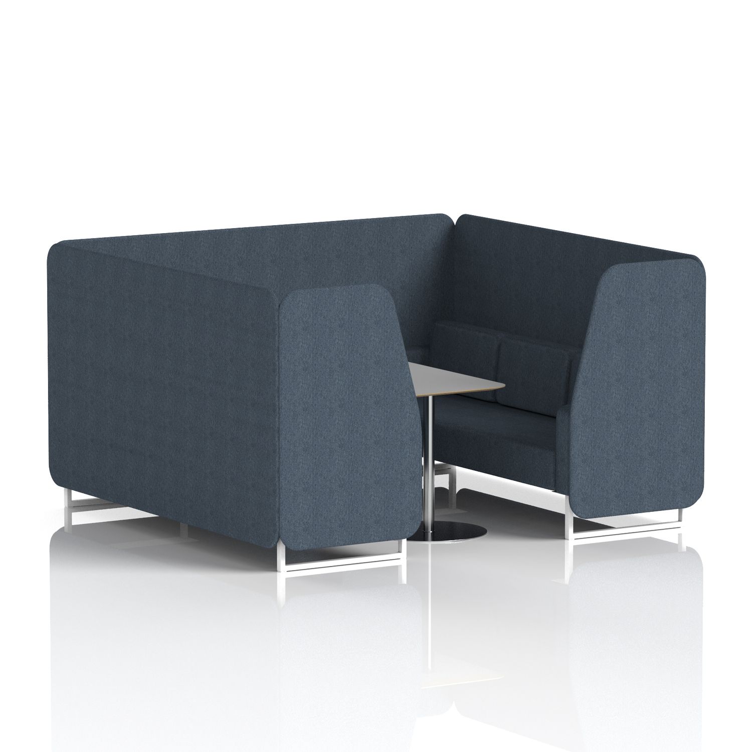 Brixworth 6 Seater Booth with White Legs and Grey Table with Silver Leg In Rivet
