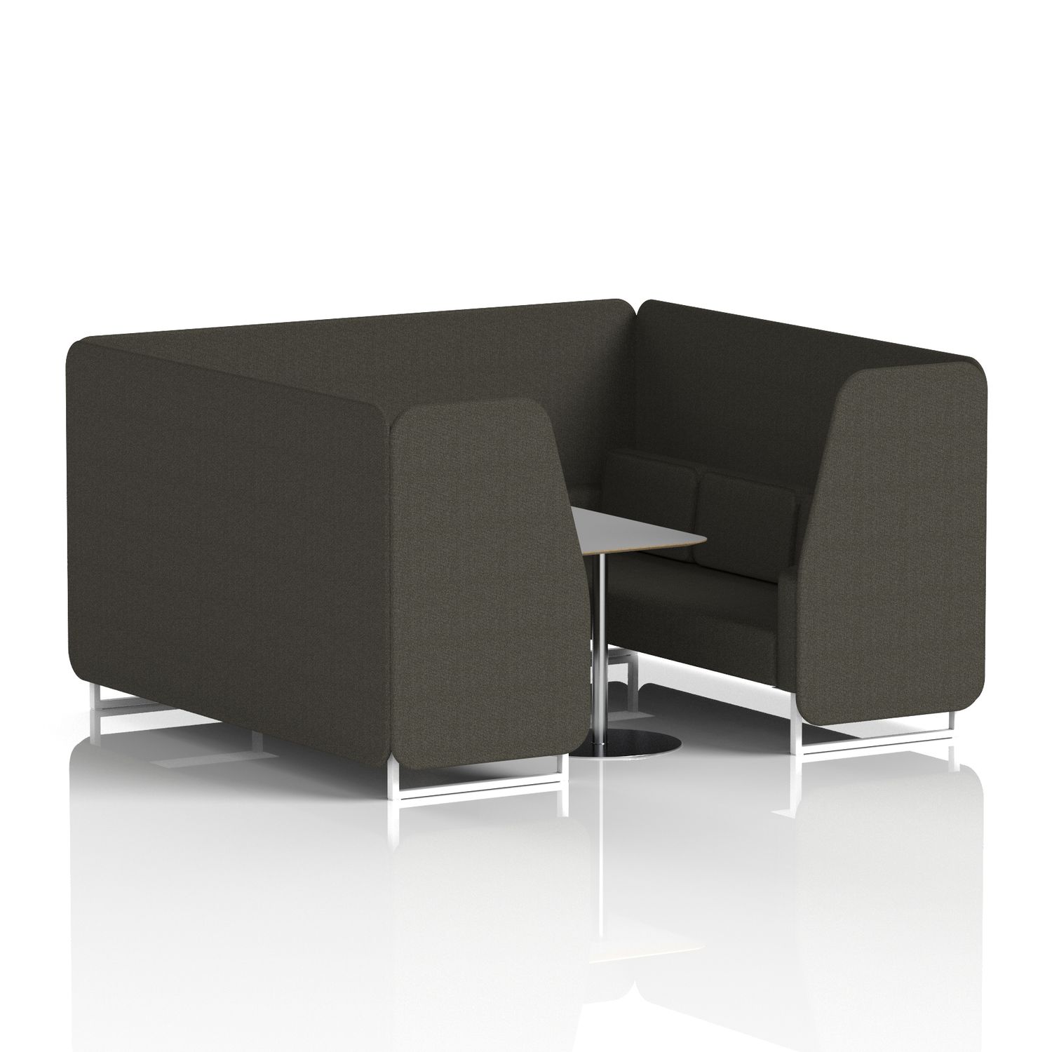 Brixworth 6 Seater Booth with White Legs and Grey Table with Silver Leg In Main
