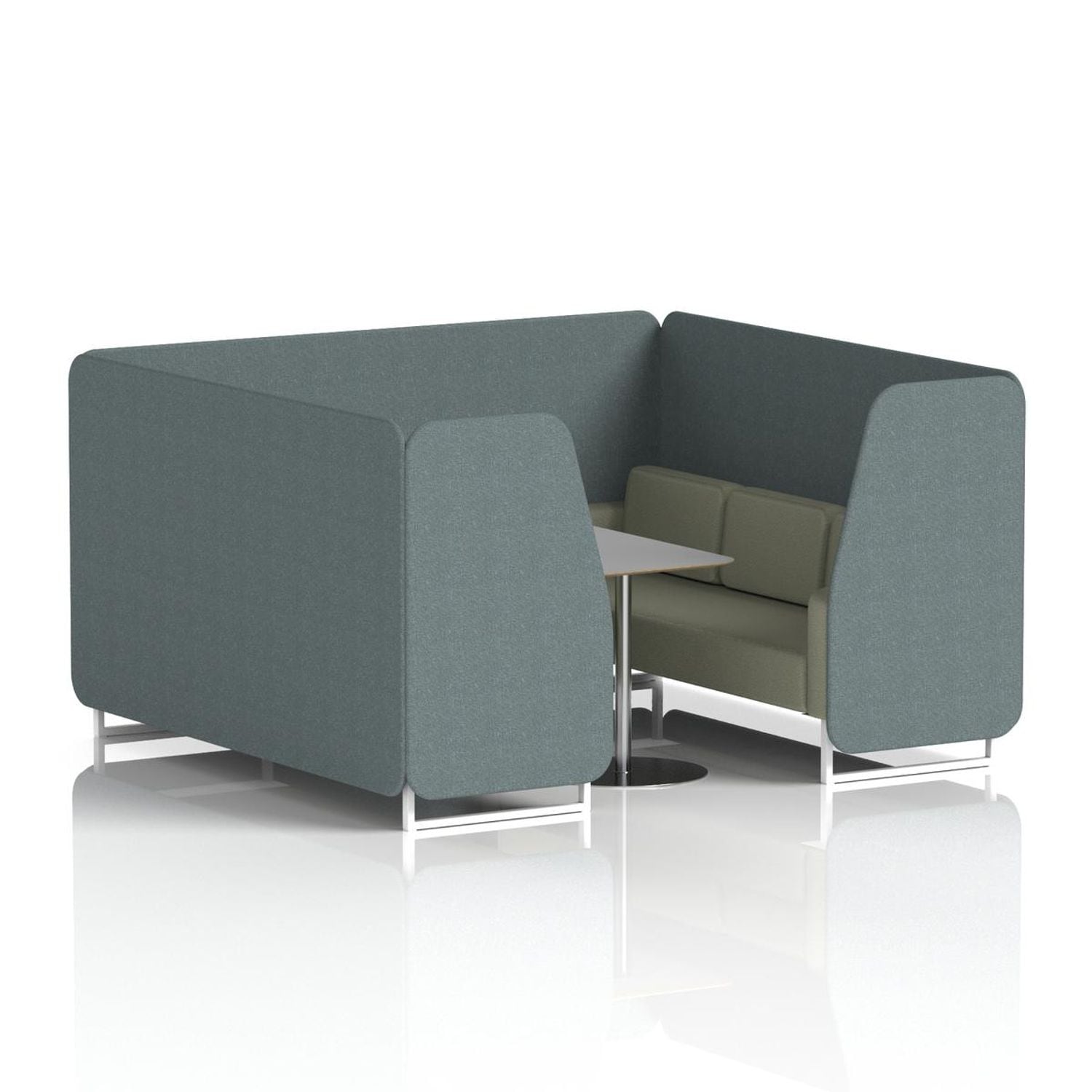 Brixworth 6 Seater Booth with White Legs & Grey Table with Silver Leg In Main Li