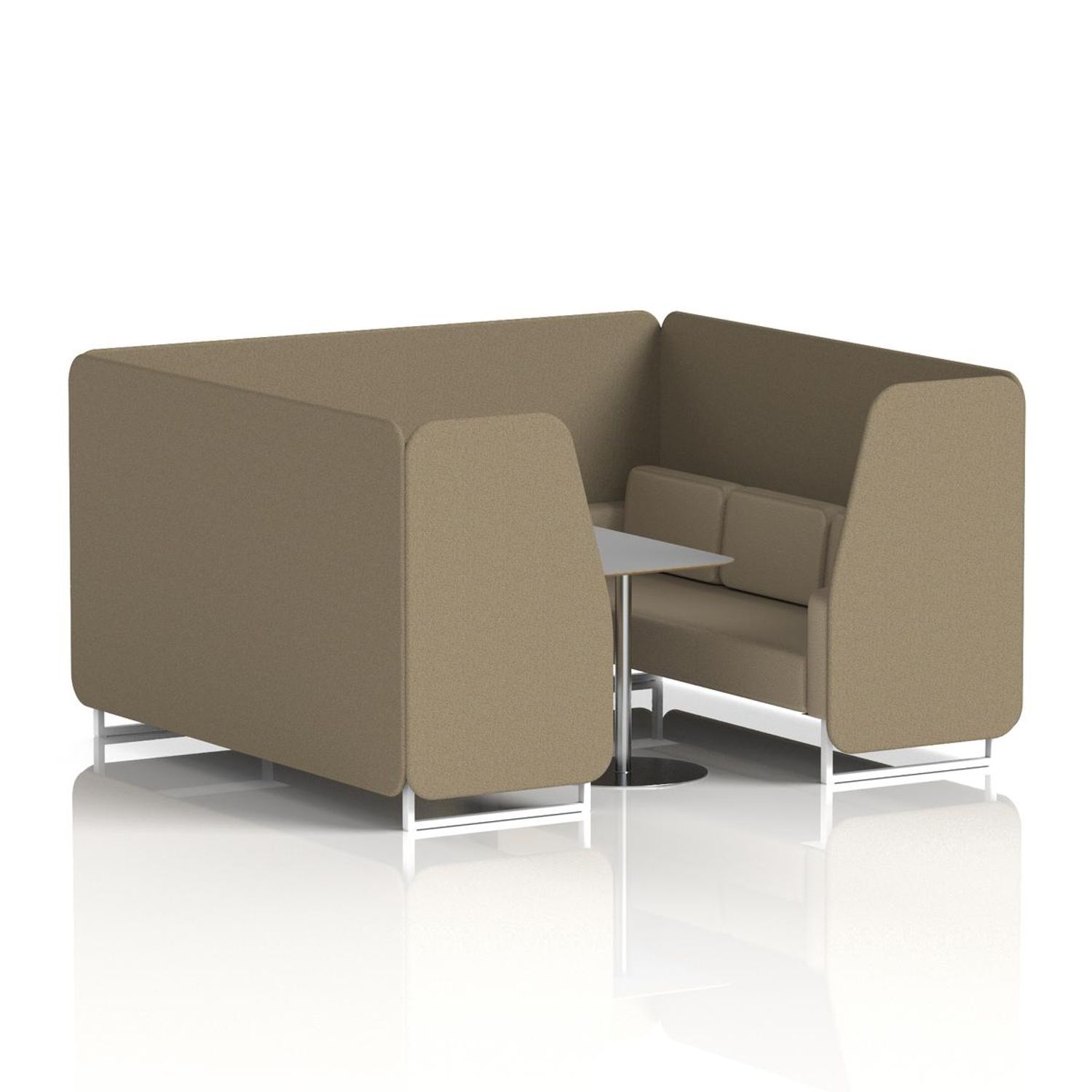 Brixworth 6 Seater Booth with White Legs and Grey Table with Silver Leg In Main