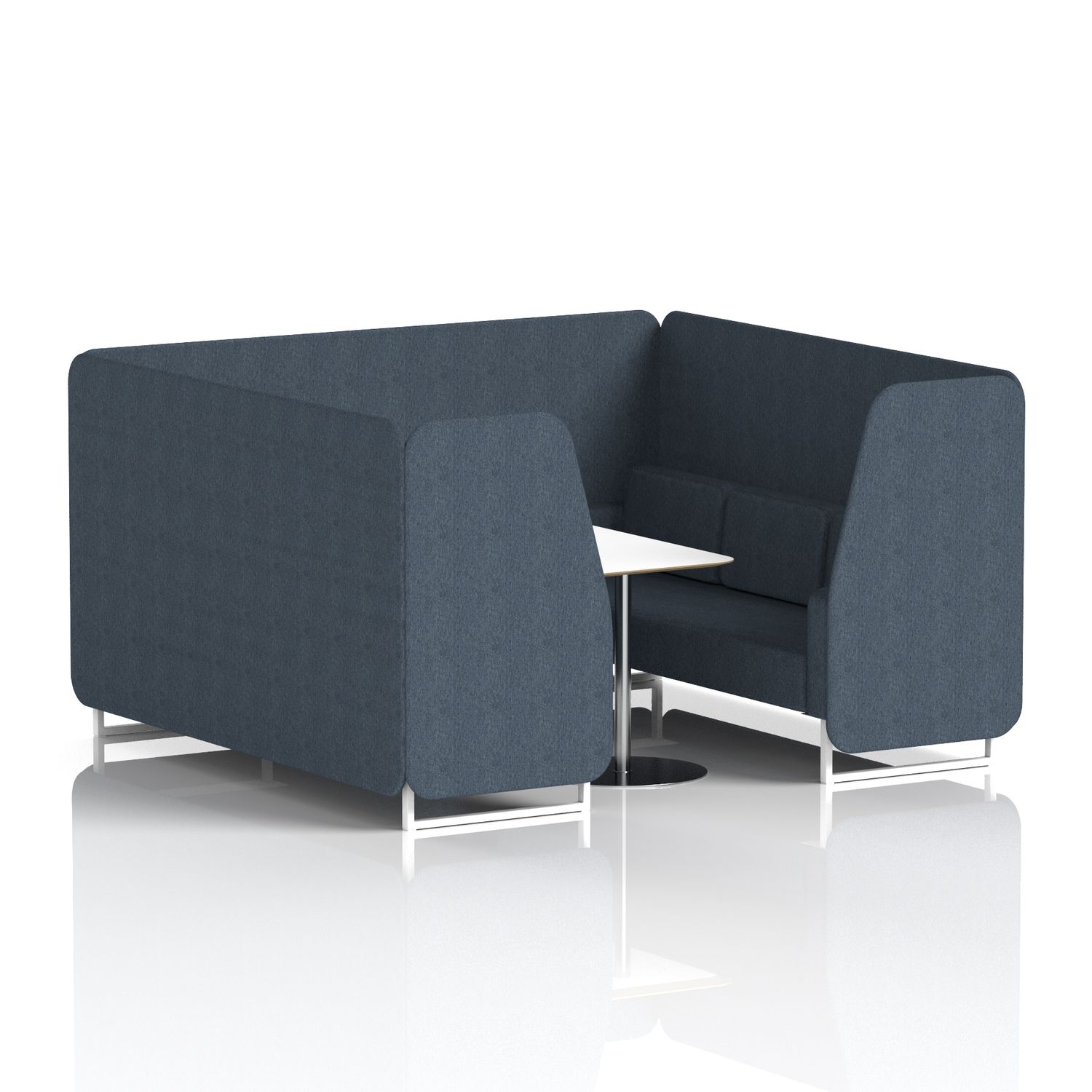 Brixworth 6 Seater Booth with White Legs and White Table with Silver Leg In Rive