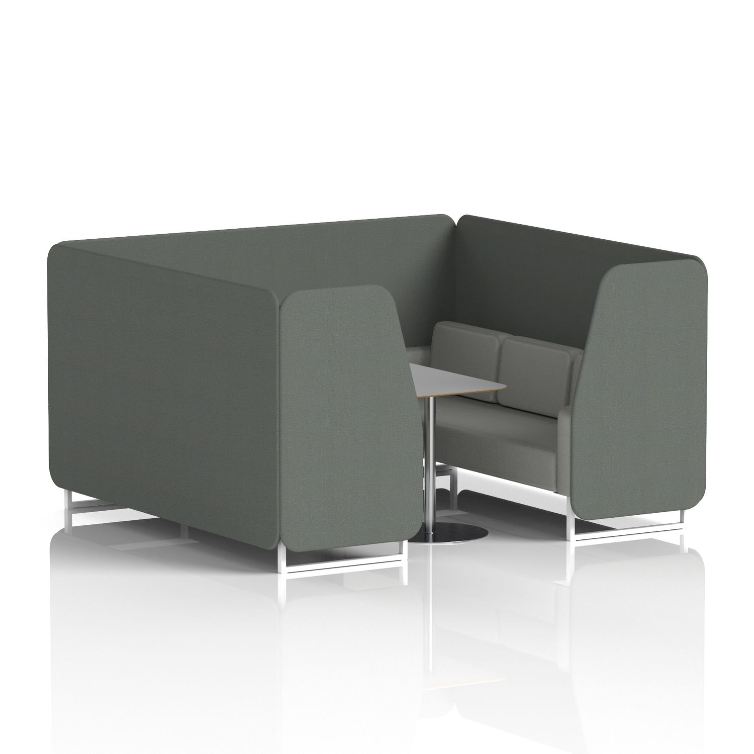 Brixworth 6 Seater Booth with White Legs and Grey Table with Silver Leg In Sumi