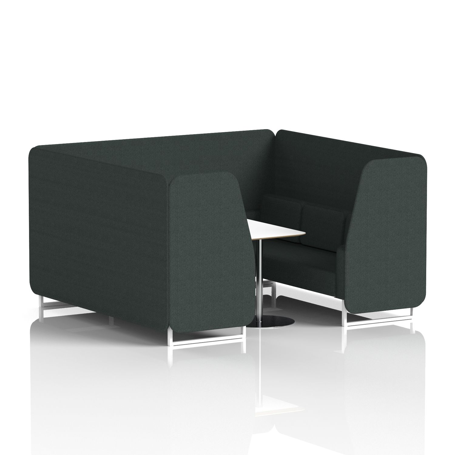 Brixworth 6 Seater Booth with White Legs and White Table with Silver Leg In Rive