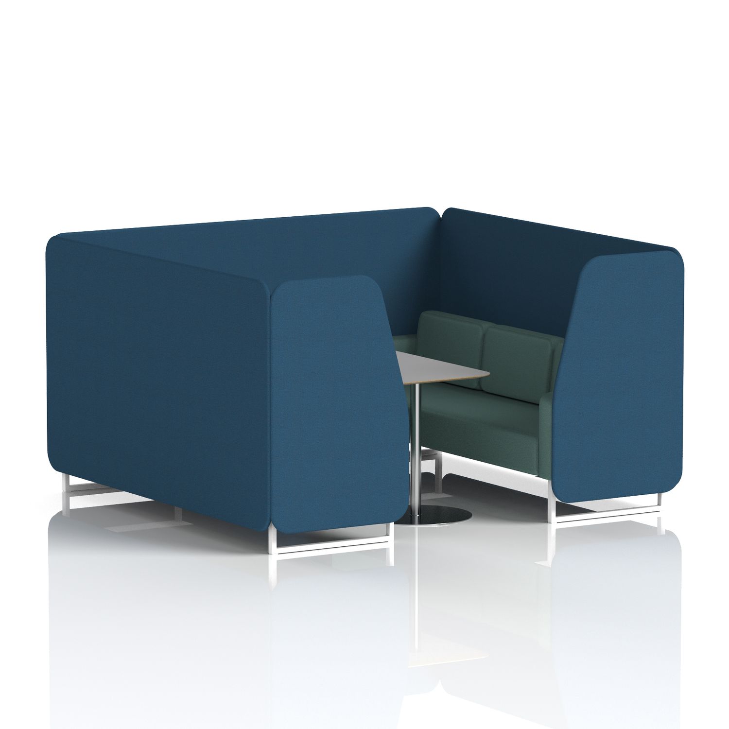 Brixworth 6 Seater Booth with White Legs and Grey Table with Silver Leg In Sumi