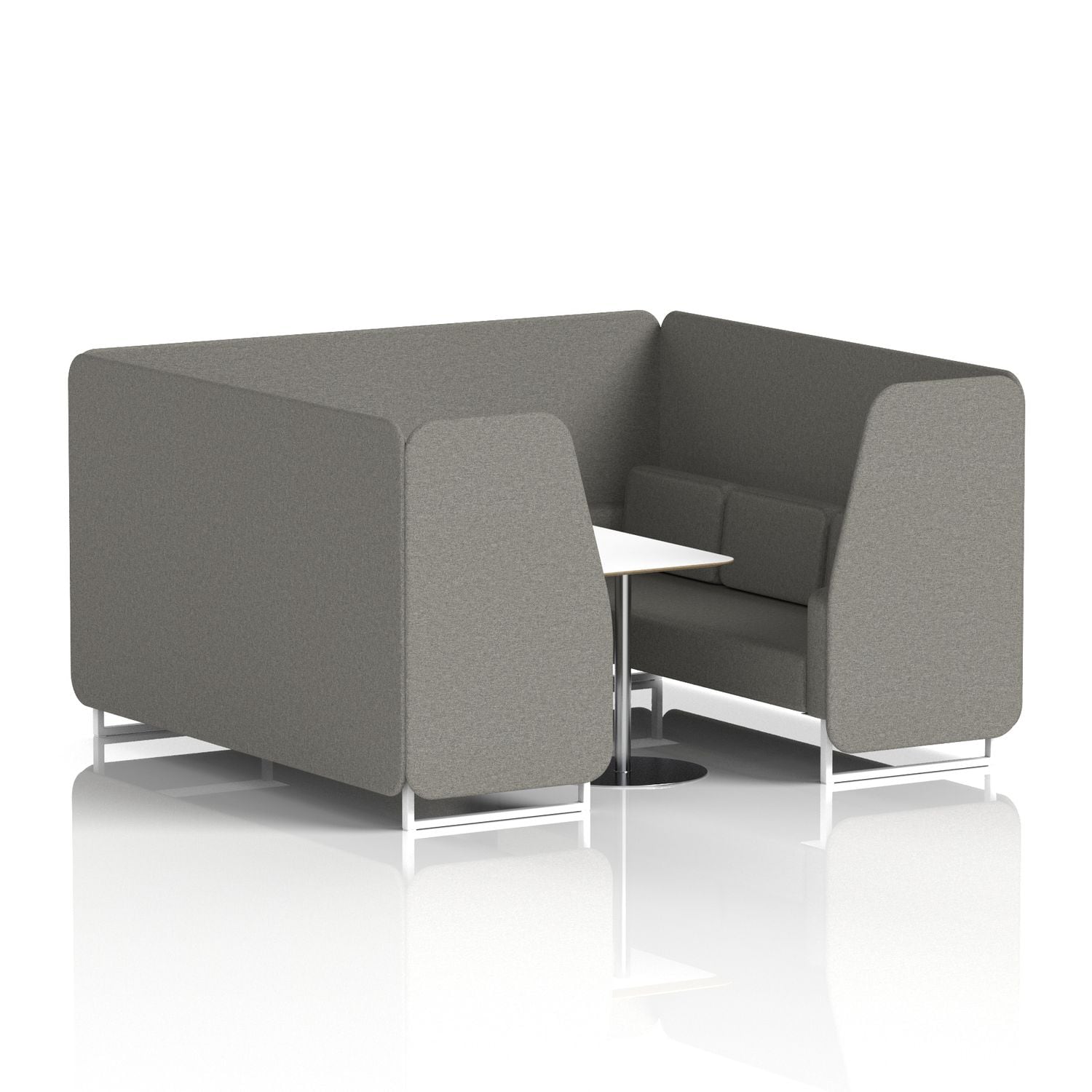 Brixworth 6 Seater Booth with White Legs and White Table with Silver Leg In X2 F