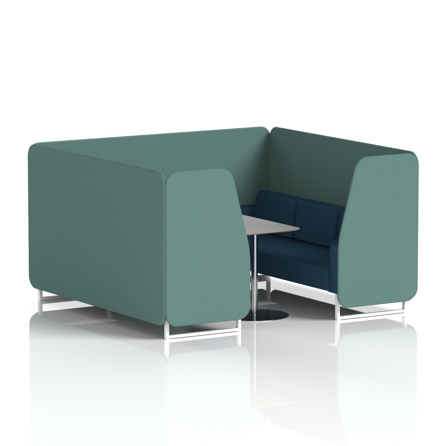 Brixworth 6 Seater Booth with White Legs and Grey Table with Silver Leg In Sumi