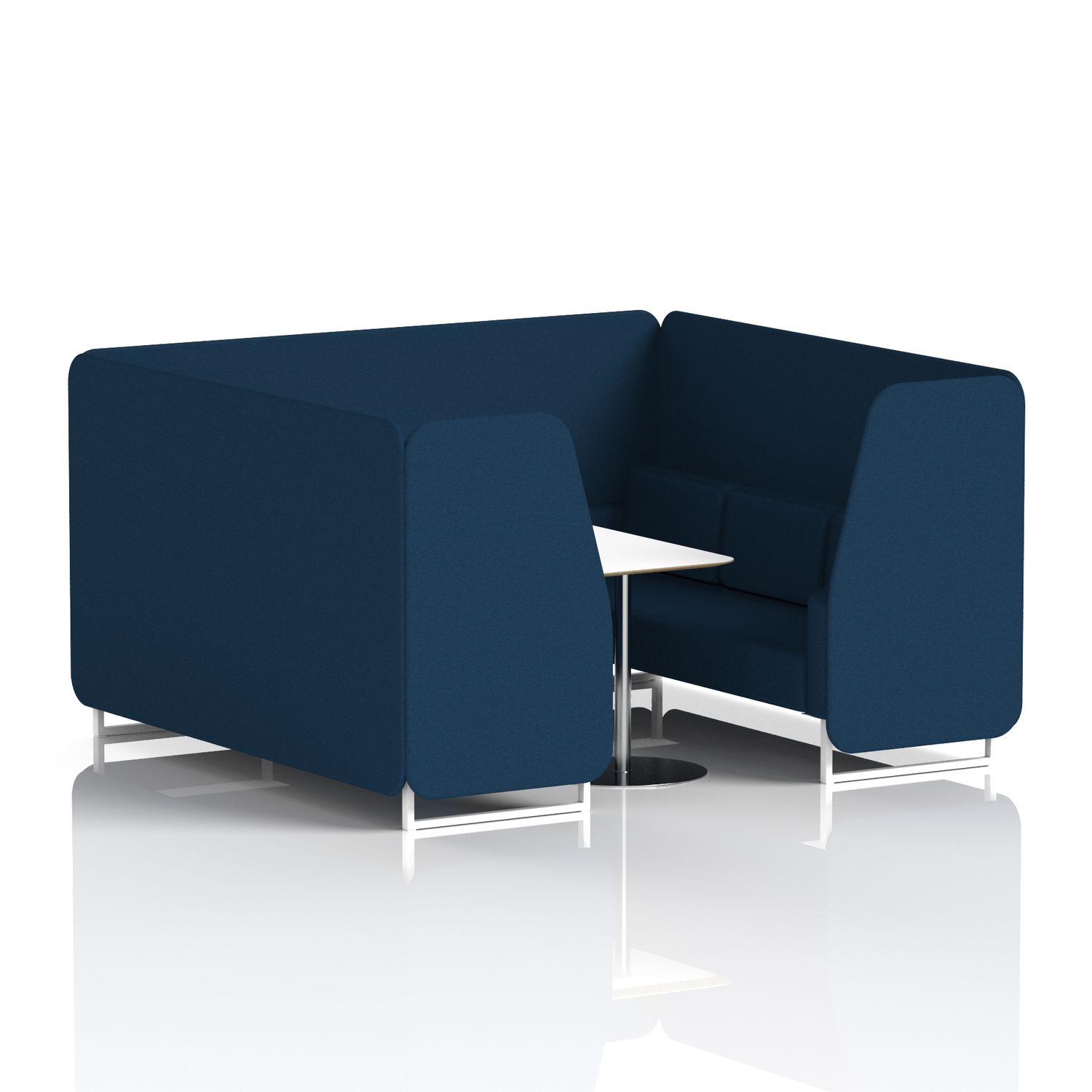 Brixworth 6 Seater Booth with White Legs and White Table with Silver Leg In X2 F