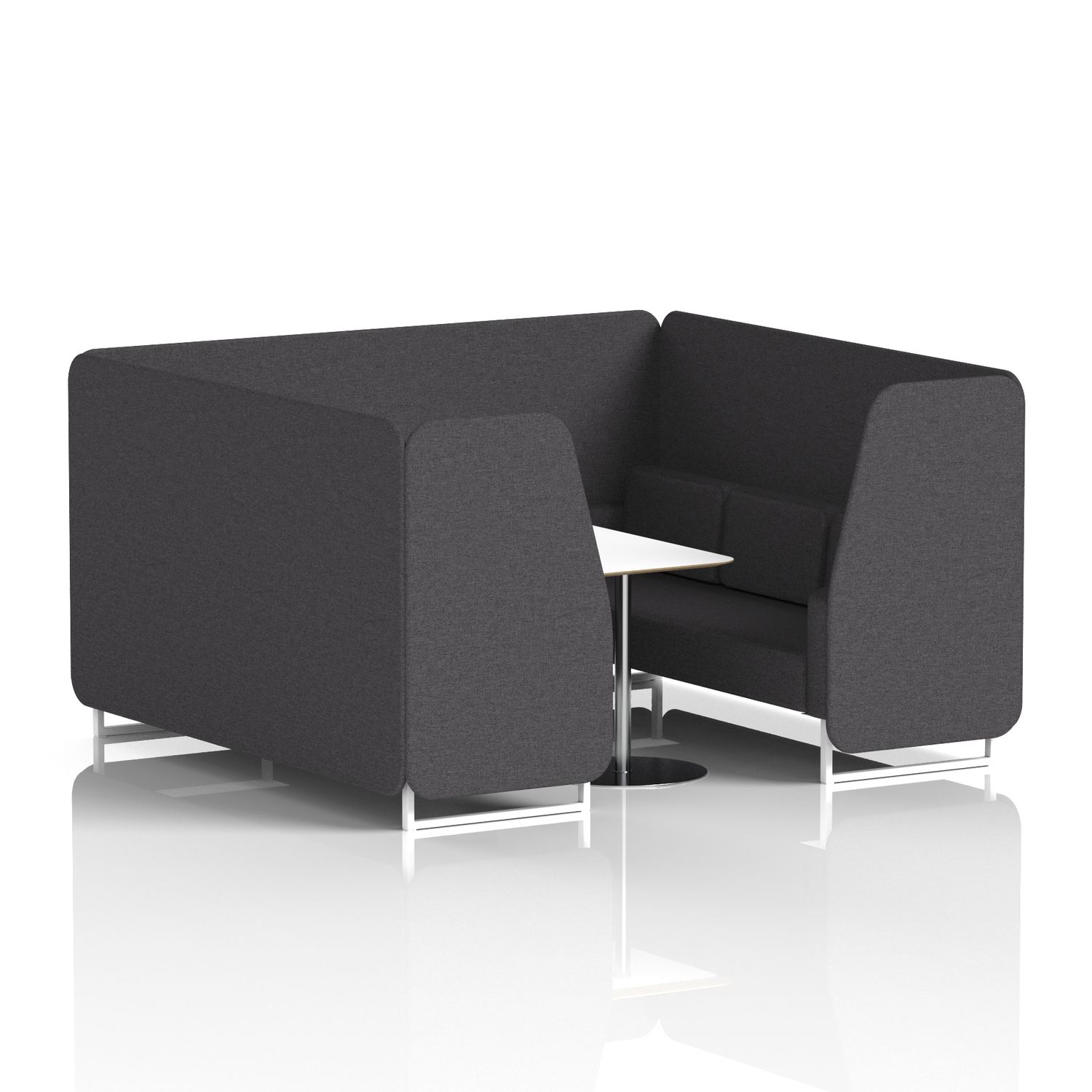 Brixworth 6 Seater Booth with White Legs and White Table with Silver Leg In X2 F