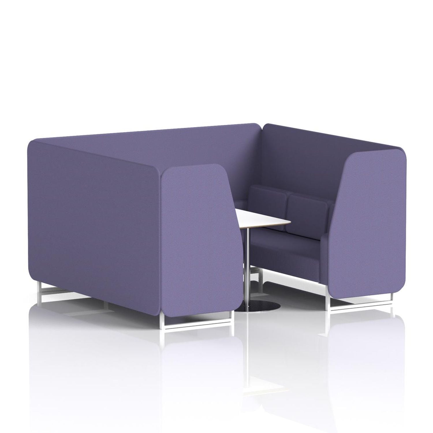 Brixworth 6 Seater Booth with White Legs and White Table with Silver Leg In Syne