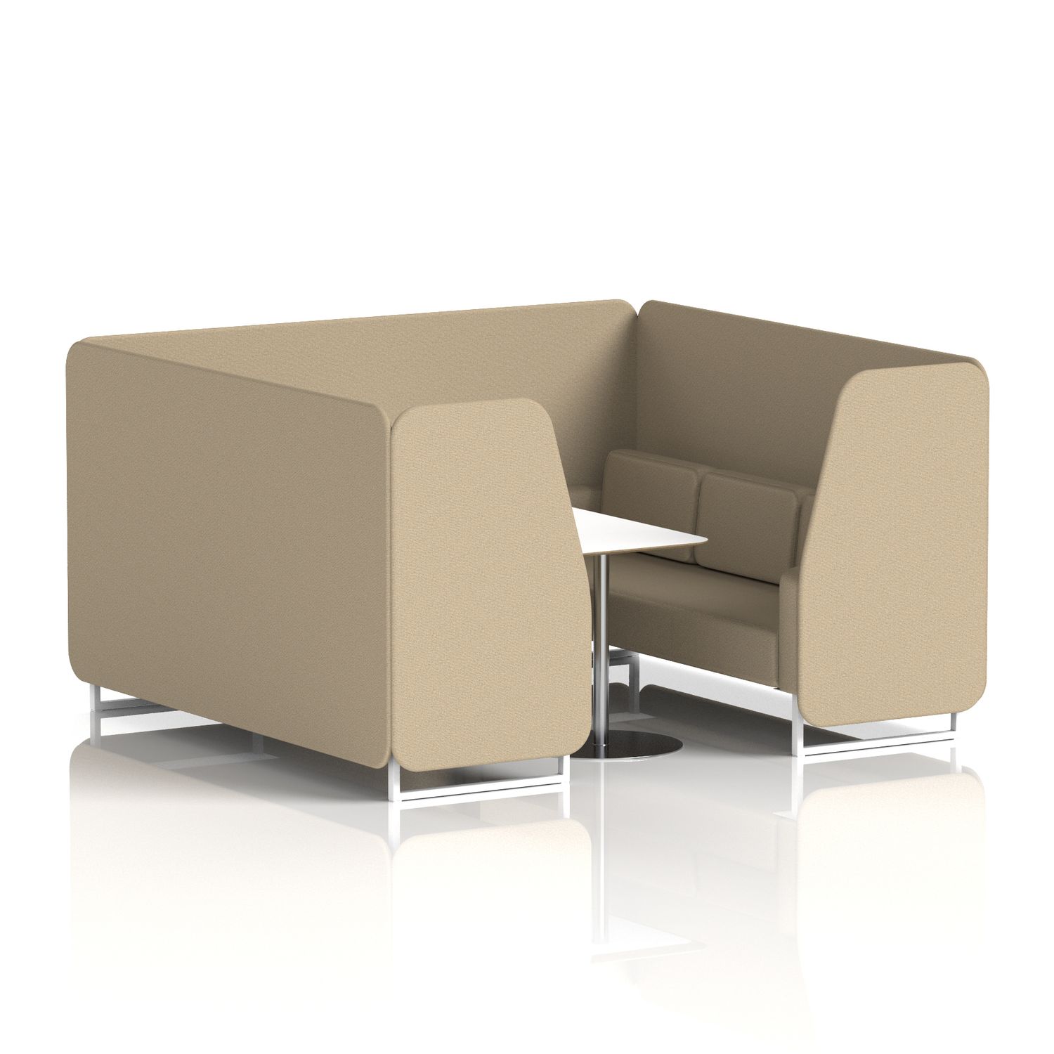 Brixworth 6 Seater Booth with White Legs and White Table with Silver Leg In Main