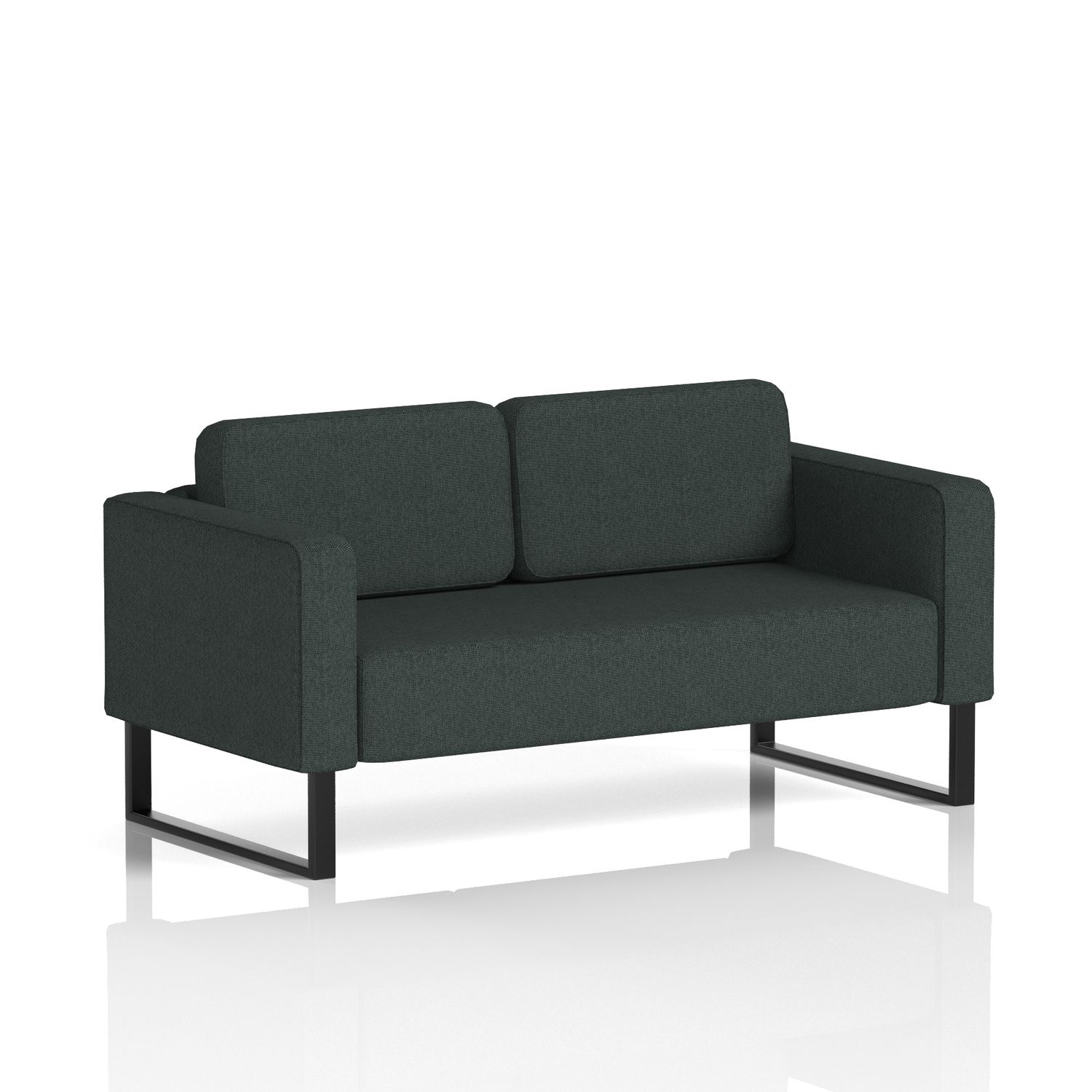 Brixworth Sofa 2 Seater with Black Legs In Rivet Fabric - Charcoal
