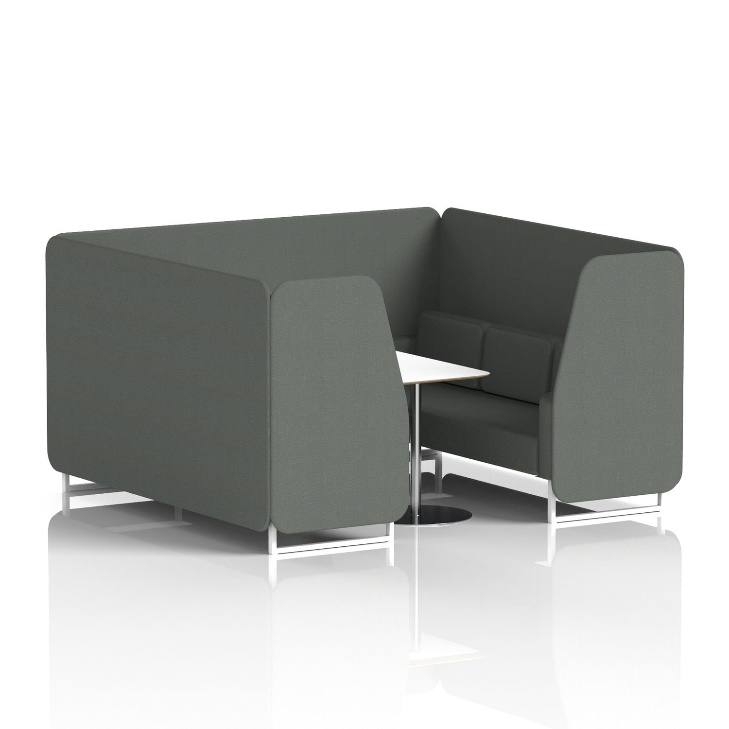 Brixworth 6 Seater Booth with White Legs and White Table with Silver Leg In Sumi