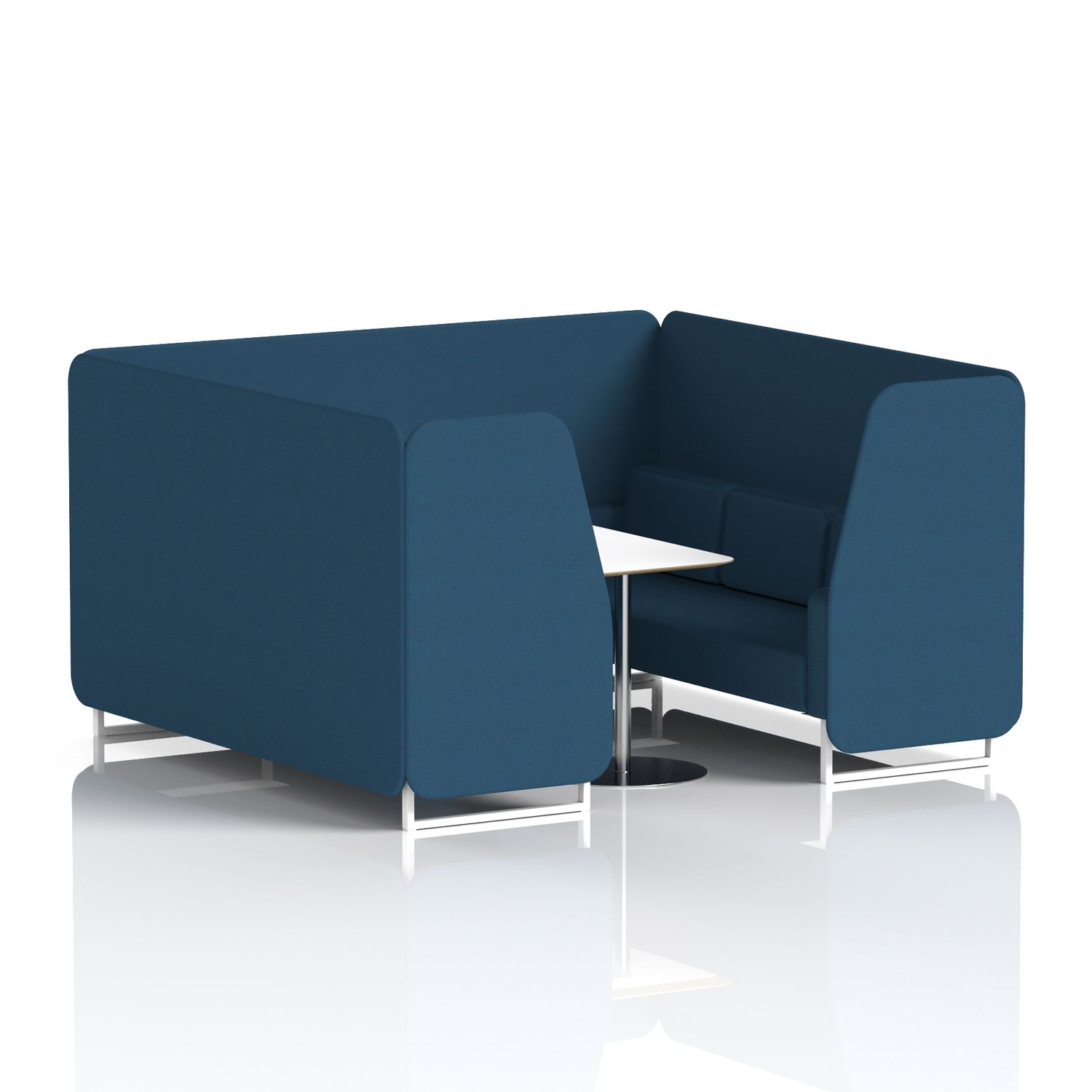 Brixworth 6 Seater Booth with White Legs and White Table with Silver Leg In Sumi