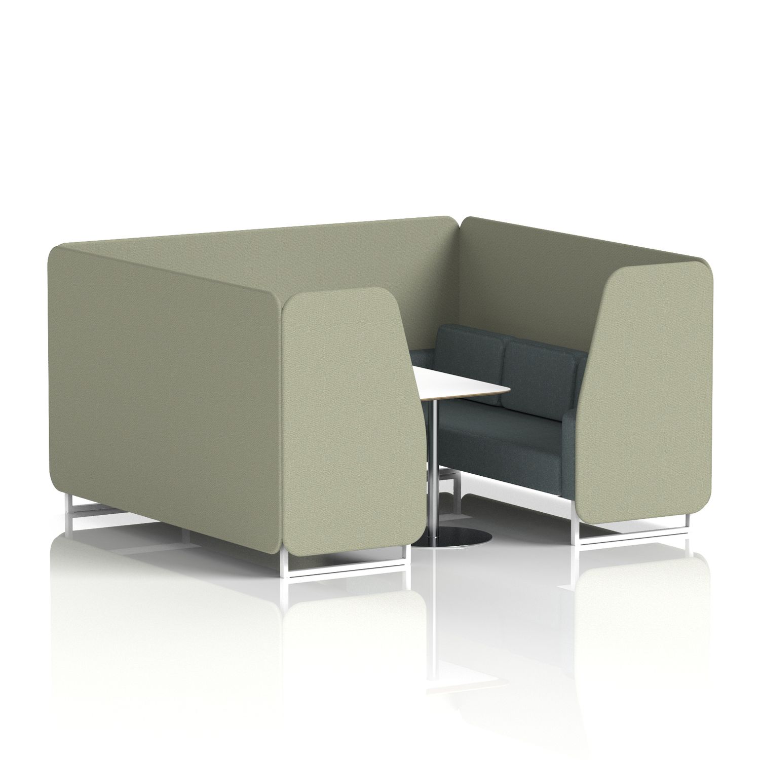 Brixworth 6 Seater Booth with White Legs & White Table with Silver Leg In Main L