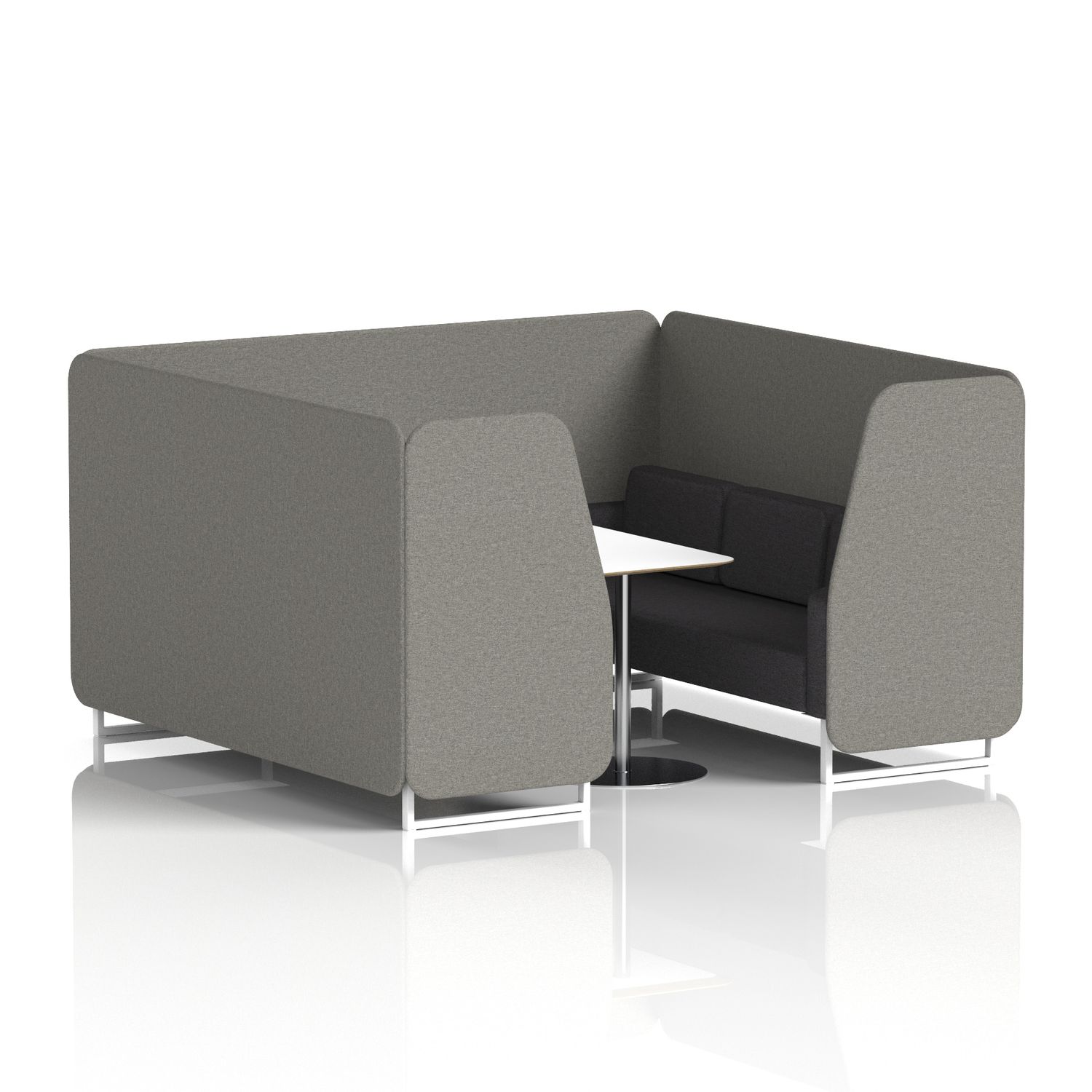 Brixworth 6 Seater Booth with White Legs and White Table with Silver Leg In X2 F