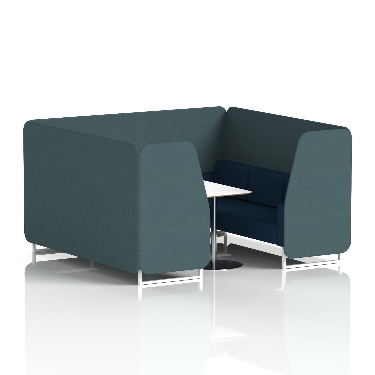 Brixworth 6 Seater Booth with White Legs and White Table with Silver Leg In X2 F