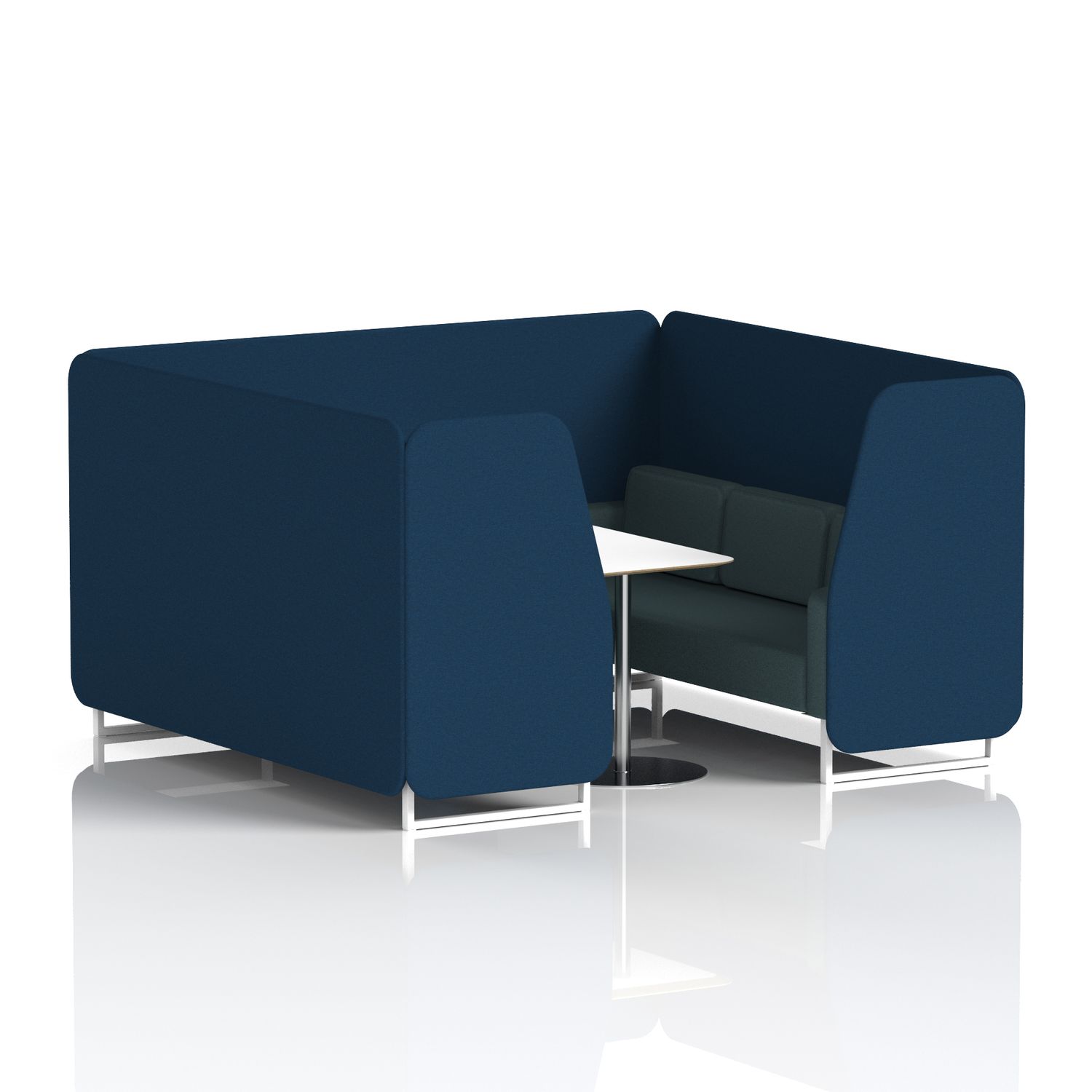 Brixworth 6 Seater Booth with White Legs and White Table with Silver Leg In X2 F