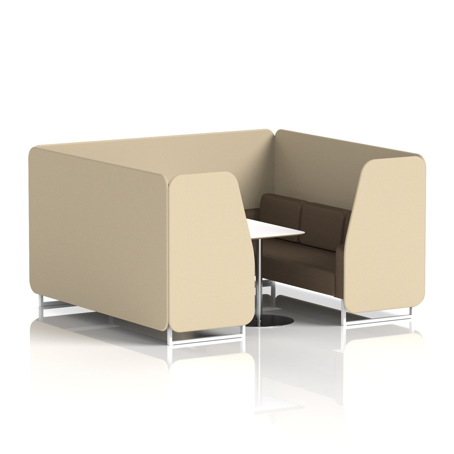 Brixworth 6 Seater Booth with White Legs and White Table with Silver Leg In Sumi