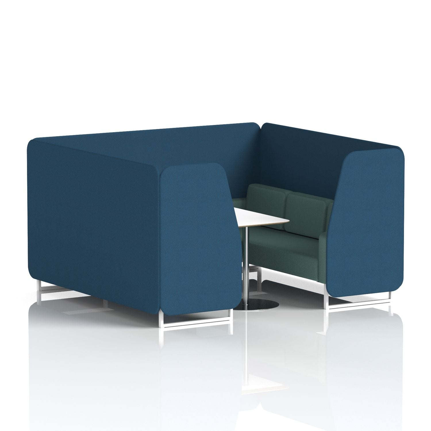 Brixworth 6 Seater Booth with White Legs and White Table with Silver Leg In Sumi