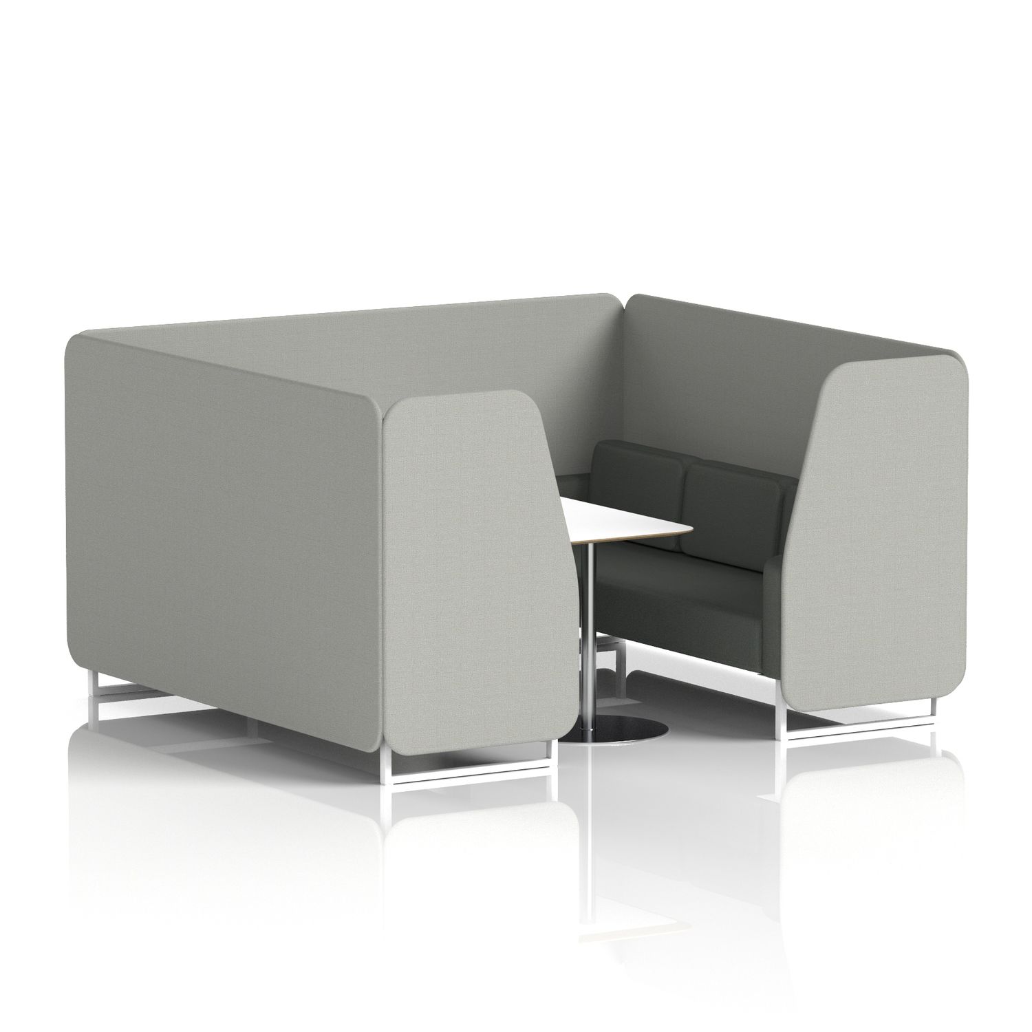 Brixworth 6 Seater Booth with White Legs and White Table with Silver Leg In Sumi