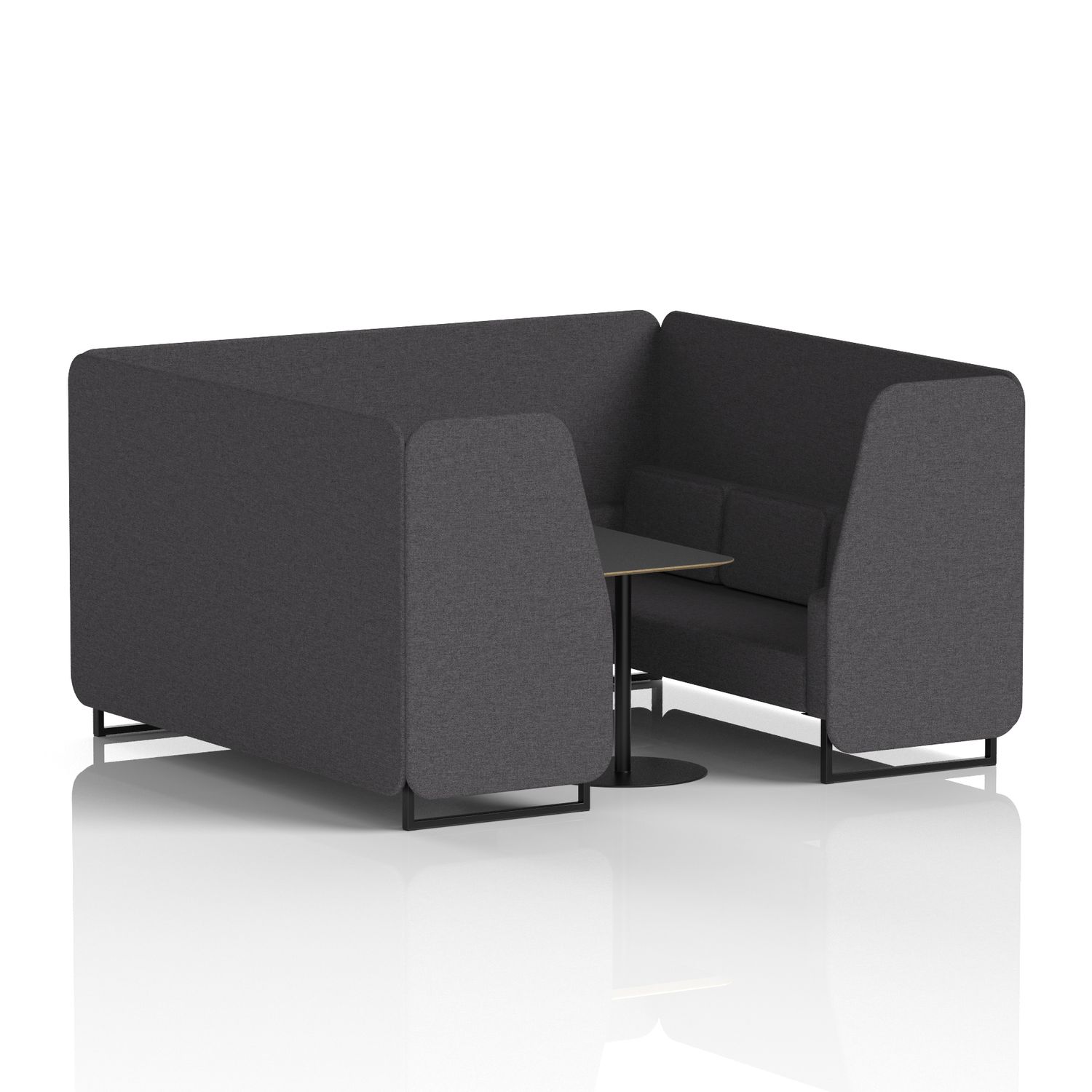 Brixworth 6 Seater Booth with Black Legs and Black Table with Black Leg In X2 Fa