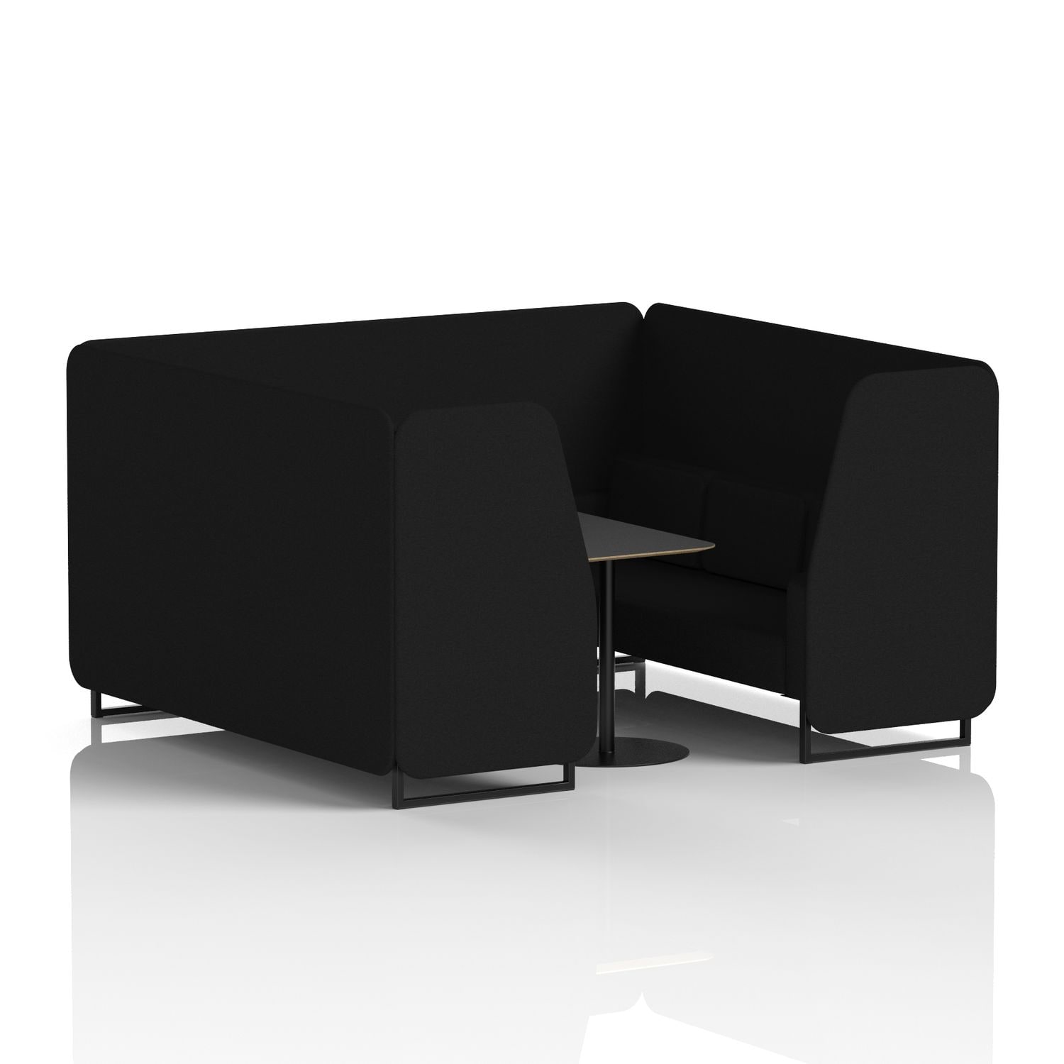 Brixworth 6 Seater Booth with Black Legs and Black Table with Black Leg In X2 Fa