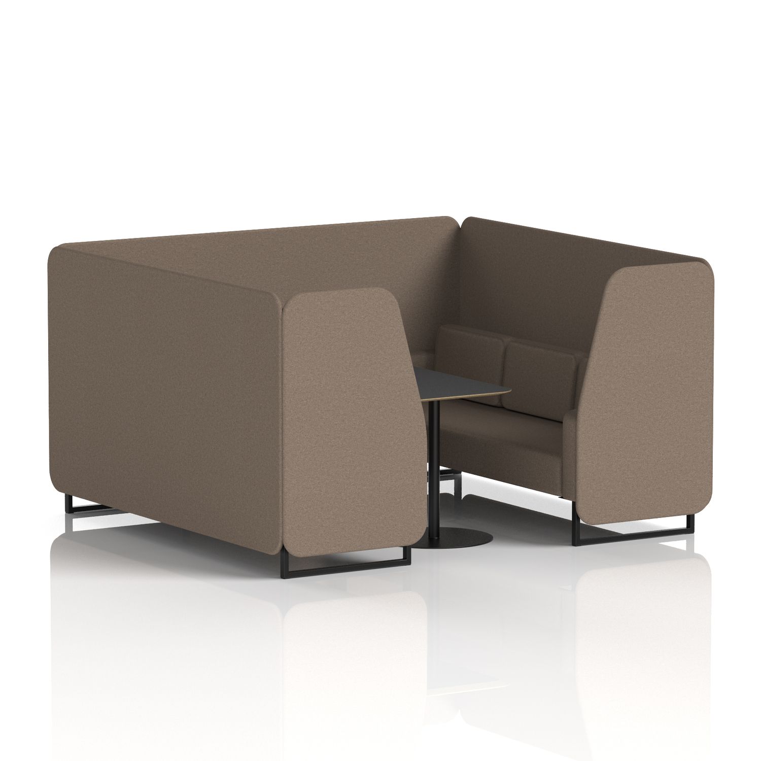 Brixworth 6 Seater Booth with Black Legs and Black Table with Black Leg In X2 Fa