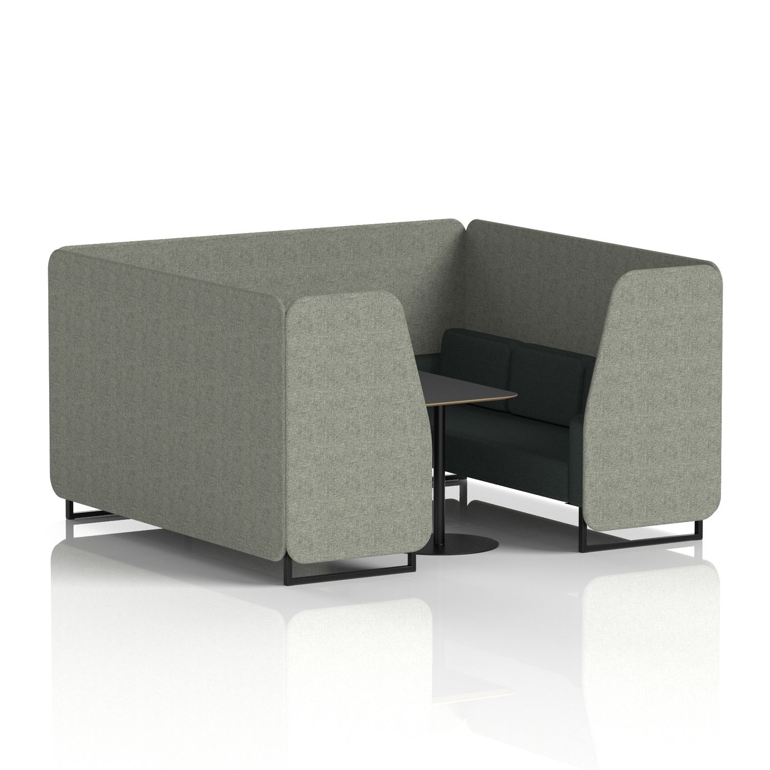 Brixworth 6 Seater Booth with Black Legs and Black Table with Black Leg In Rivet