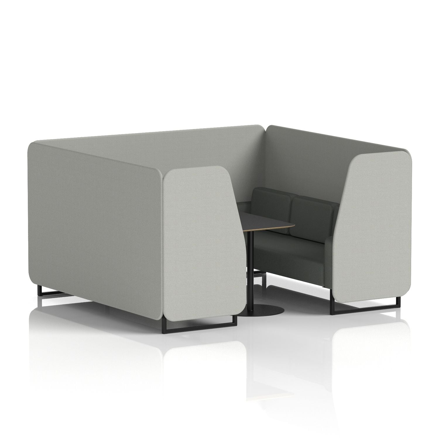 Brixworth 6 Seater Booth with Black Legs and Black Table with Black Leg In Sumi