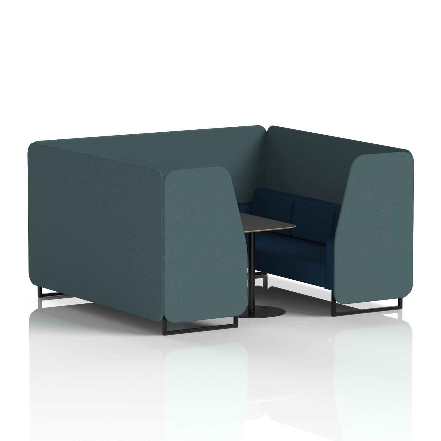 Brixworth 6 Seater Booth with Black Legs and Black Table with Black Leg In X2 Fa