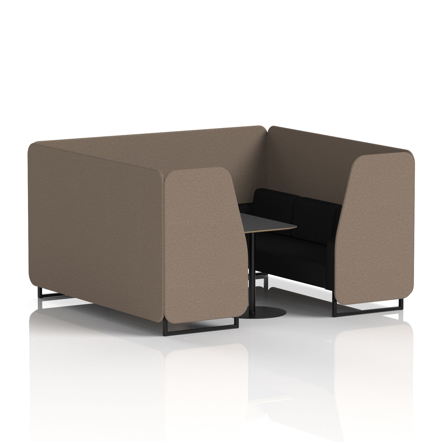 Brixworth 6 Seater Booth with Black Legs and Black Table with Black Leg In X2 Fa