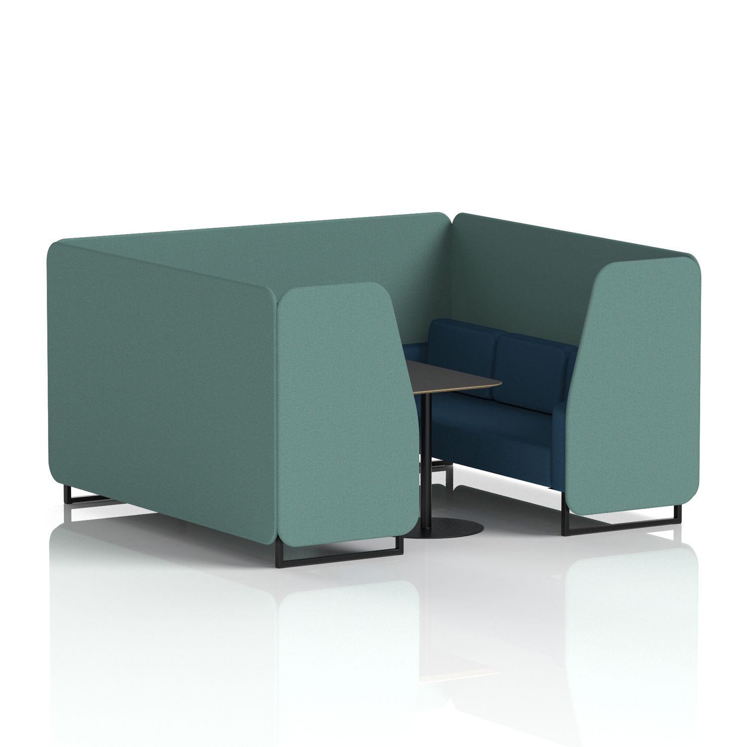 Brixworth 6 Seater Booth with Black Legs and Black Table with Black Leg In Sumi