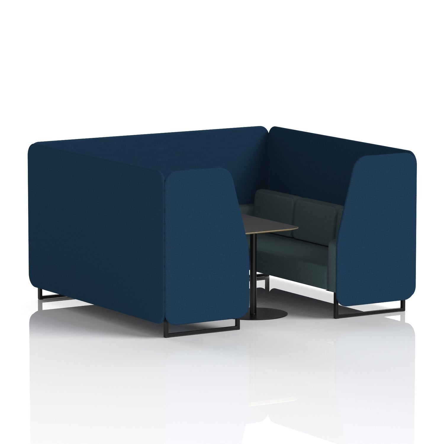 Brixworth 6 Seater Booth with Black Legs and Black Table with Black Leg In X2 Fa
