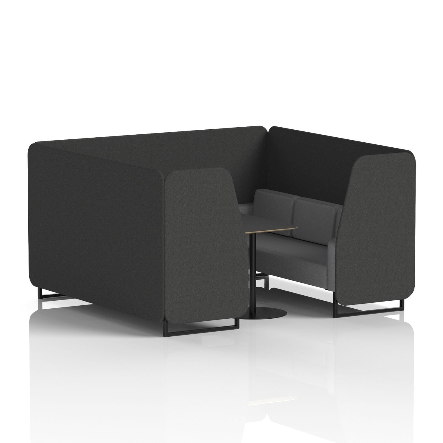Brixworth 6 Seater Booth with Black Legs and Black Table with Black Leg In Syner