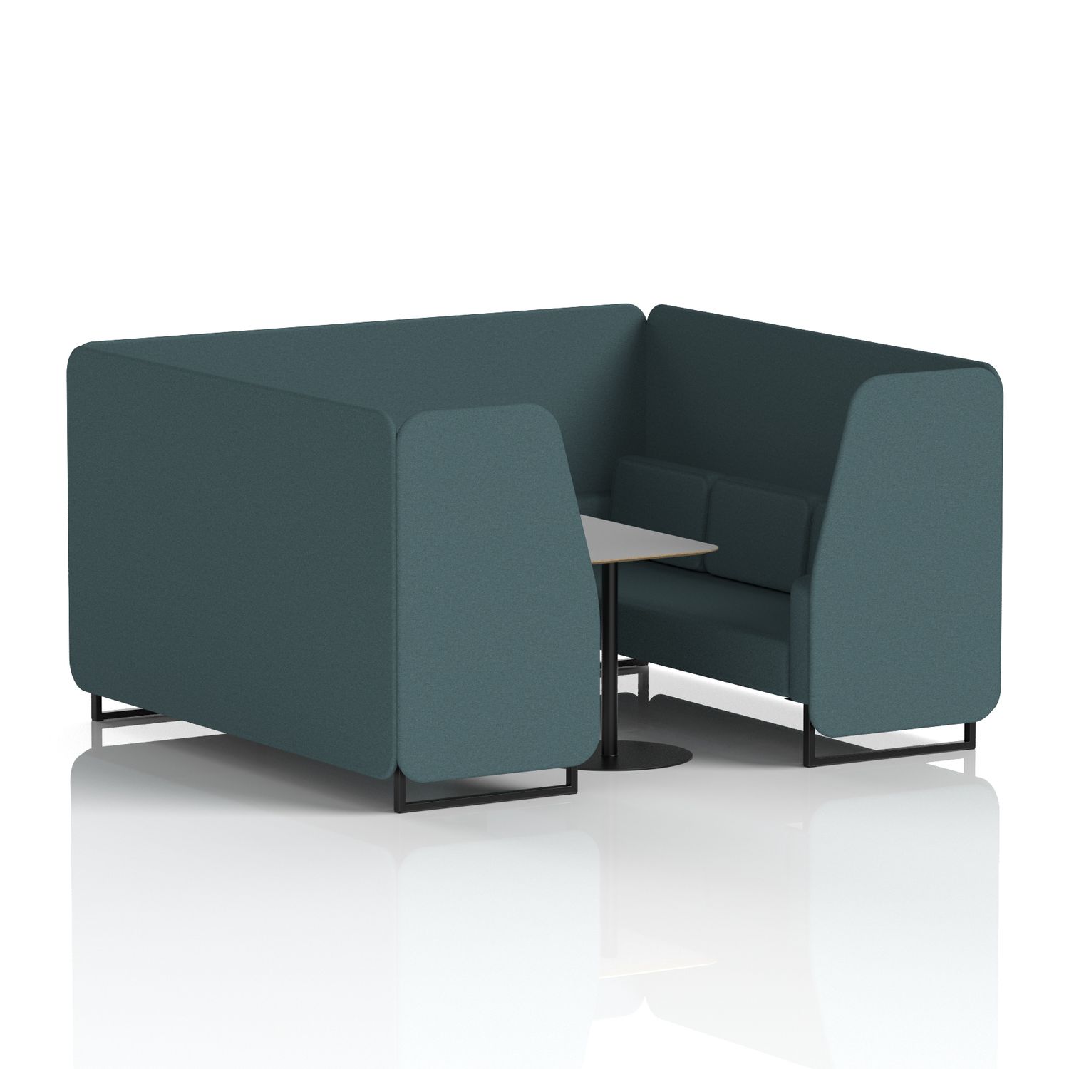 Brixworth 6 Seater Booth with Black Legs and Grey Table with Black Leg In X2 Fab