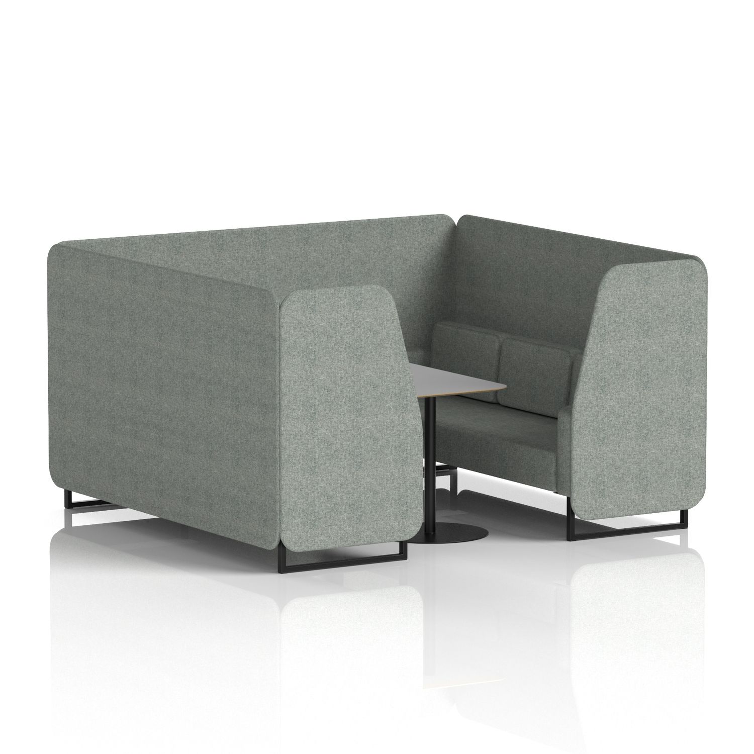 Brixworth 6 Seater Booth with Black Legs and Grey Table with Black Leg In Rivet