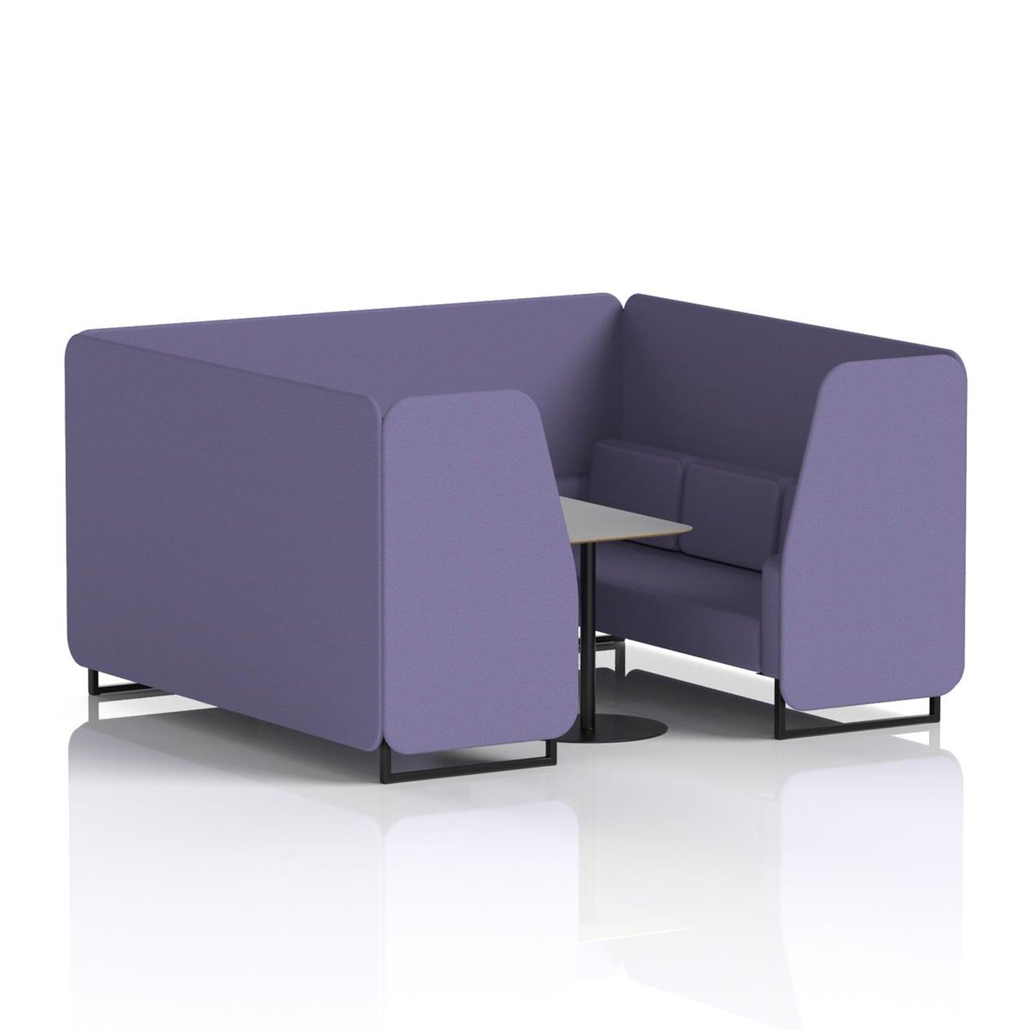 Brixworth 6 Seater Booth with Black Legs and Grey Table with Black Leg In Synerg
