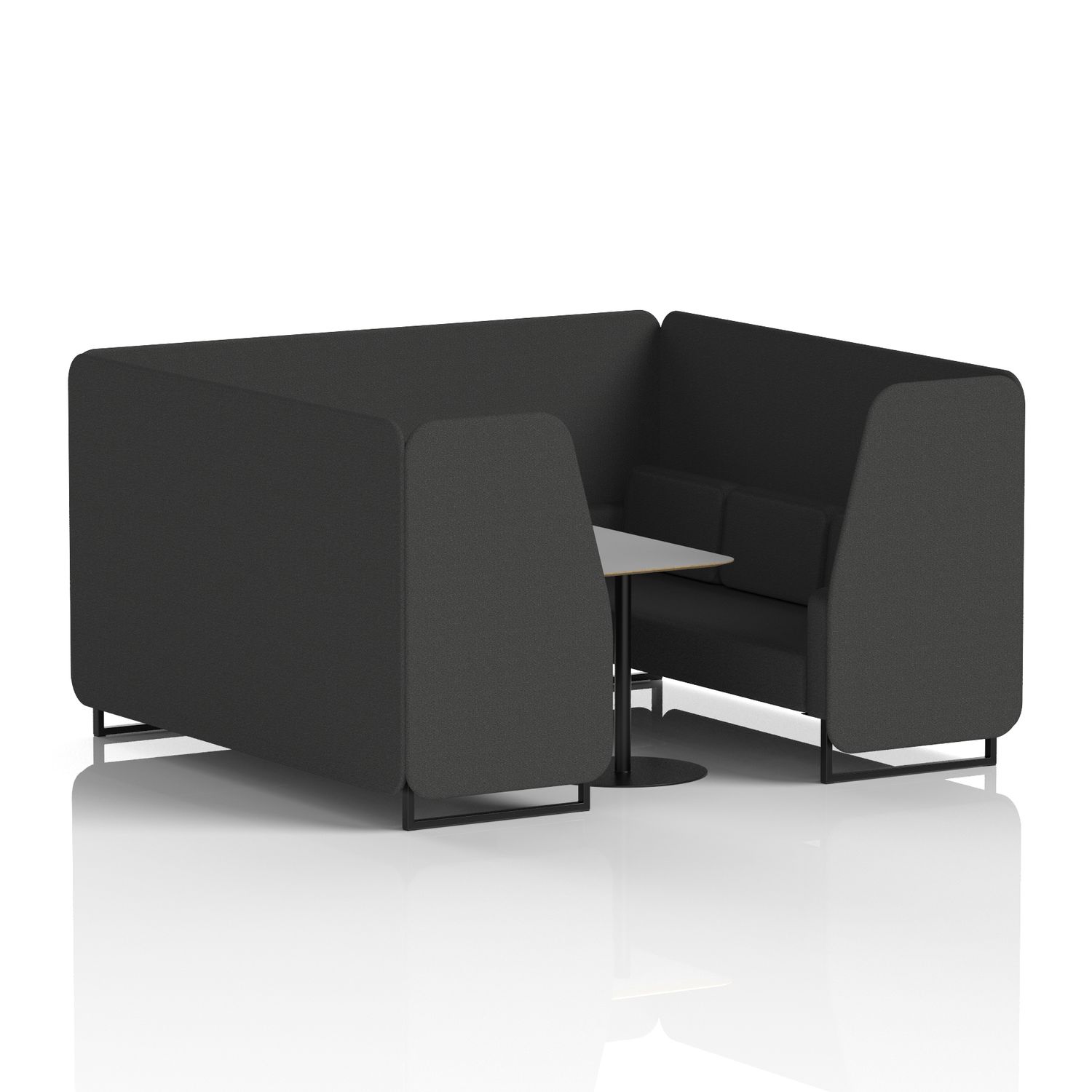 Brixworth 6 Seater Booth with Black Legs and Grey Table with Black Leg In Synerg