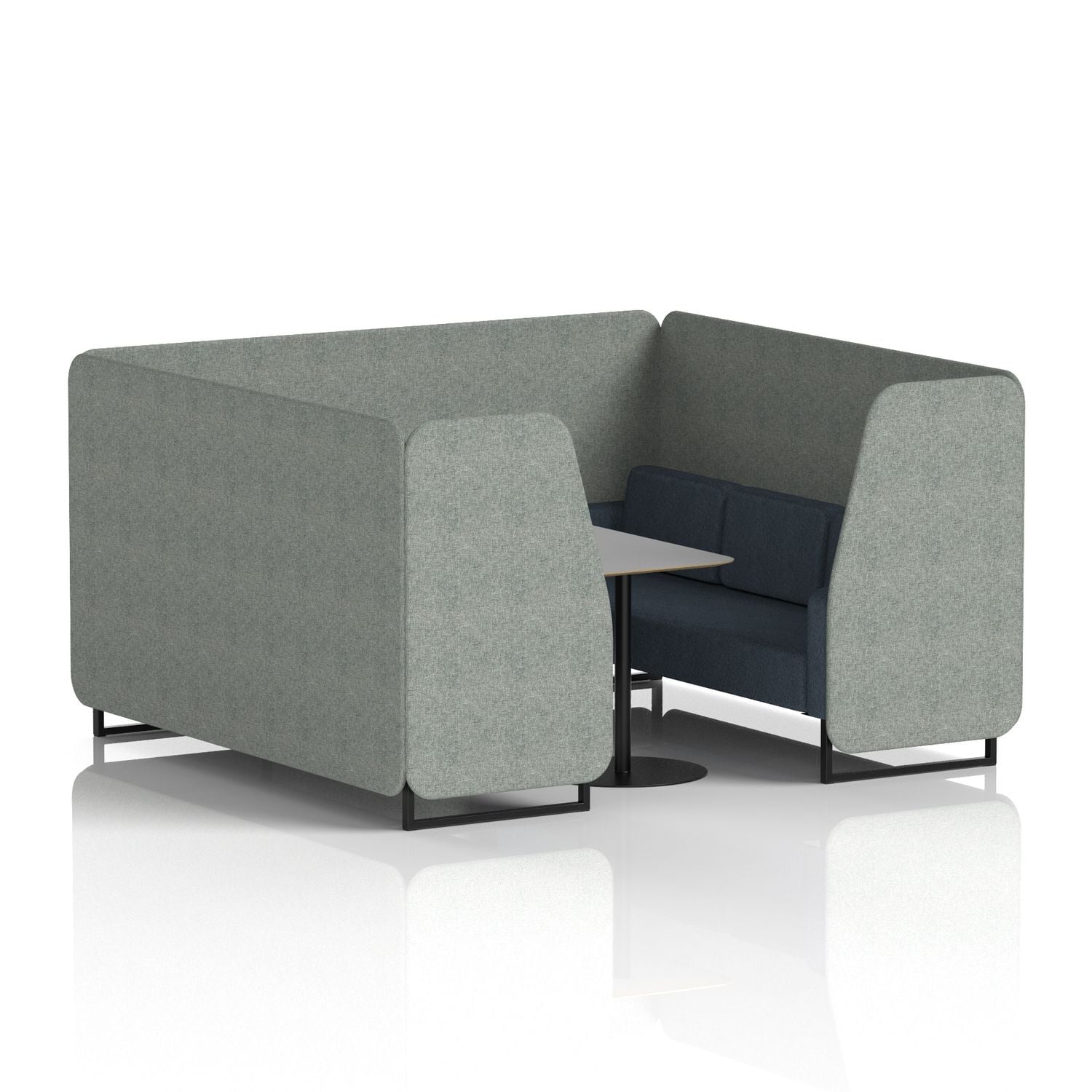 Brixworth 6 Seater Booth with Black Legs and Grey Table with Black Leg In Rivet