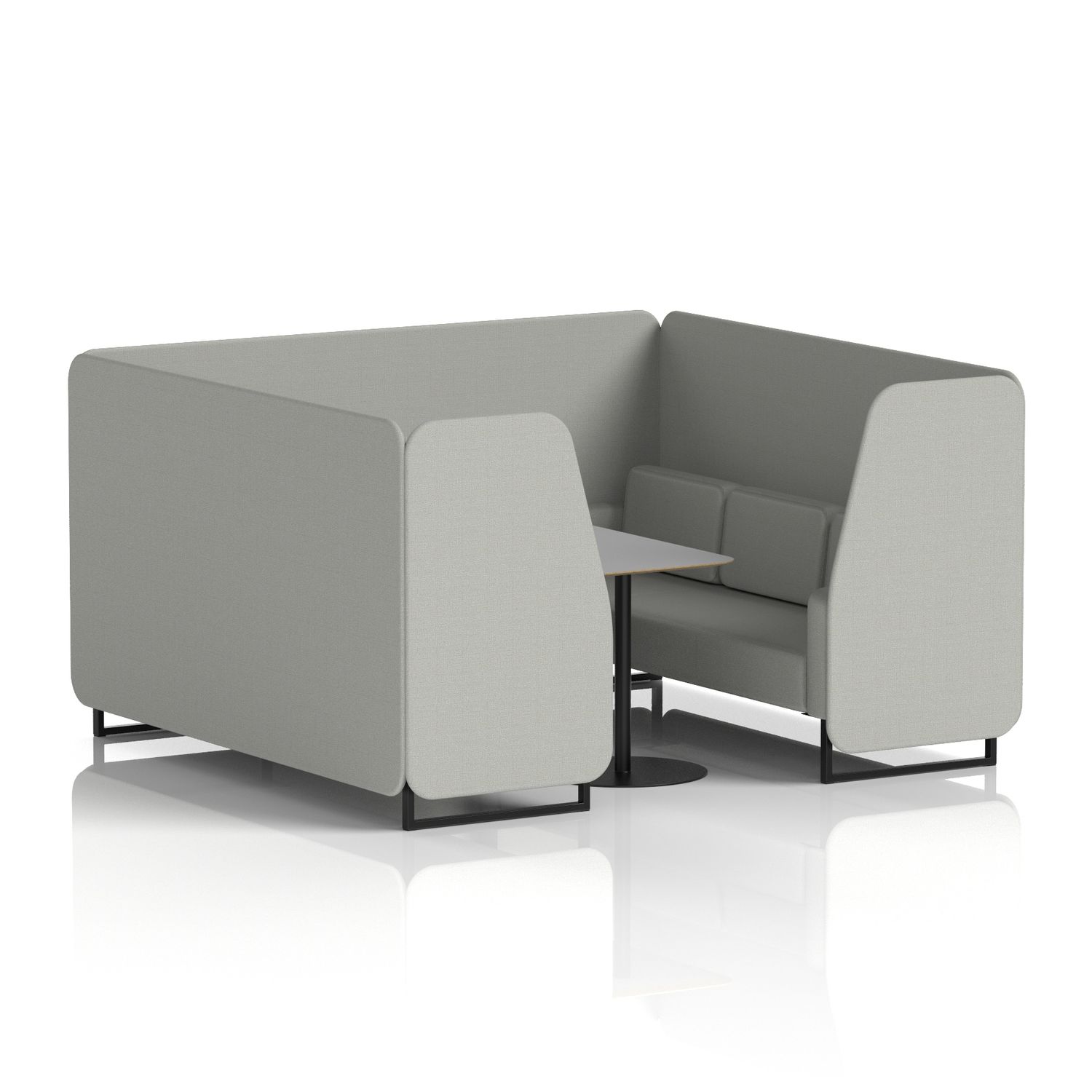Brixworth 6 Seater Booth with Black Legs and Grey Table with Black Leg In Sumi F