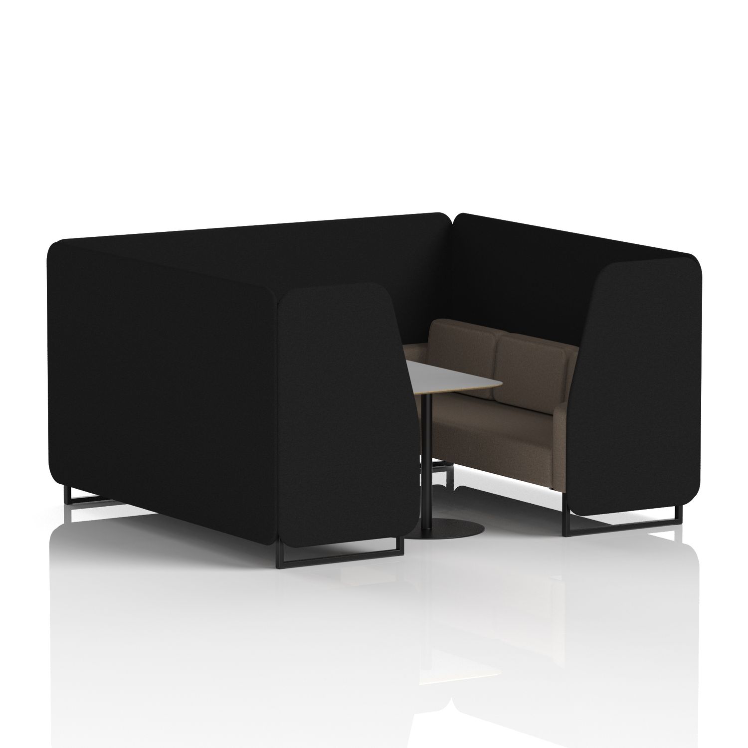 Brixworth 6 Seater Booth with Black Legs and Grey Table with Black Leg In X2 Fab