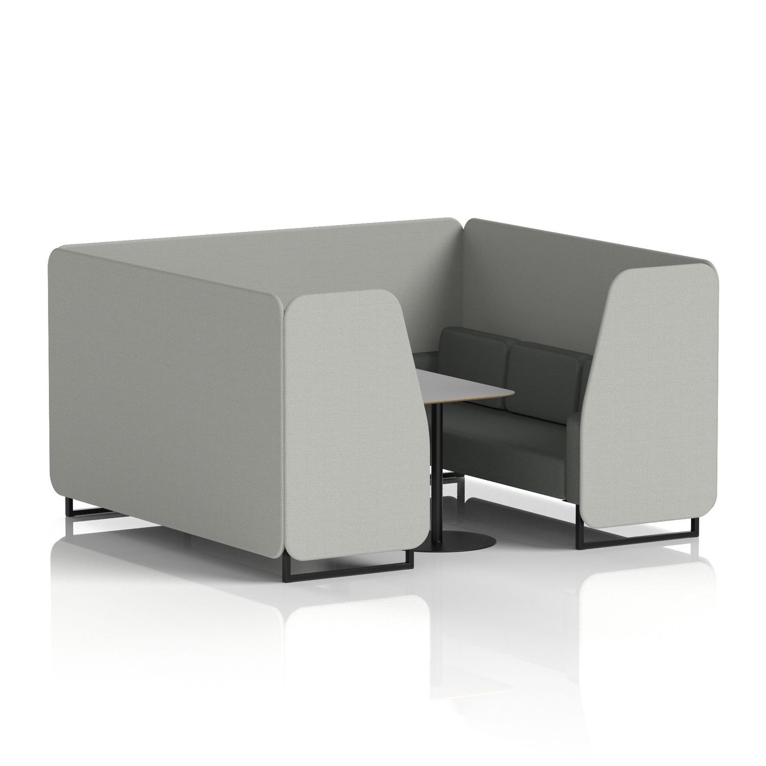 Brixworth 6 Seater Booth with Black Legs and Grey Table with Black Leg In Sumi F