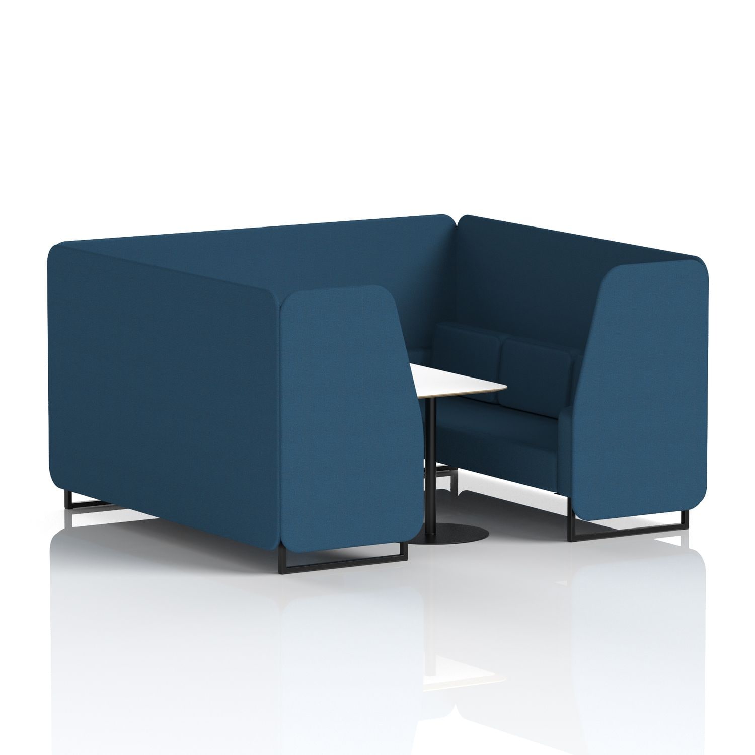Brixworth 6 Seater Booth with Black Legs and White Table with Black Leg In Sumi