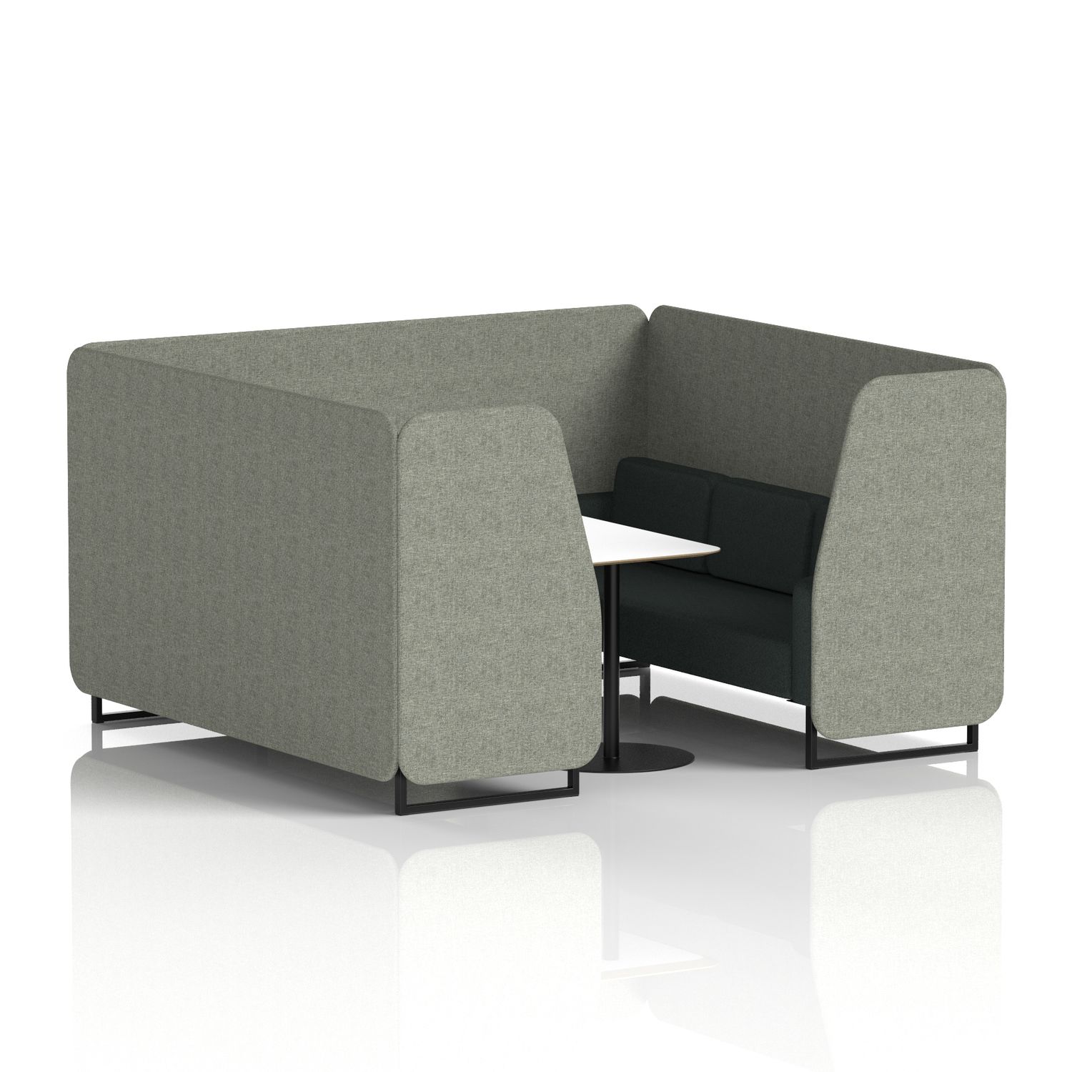 Brixworth 6 Seater Booth with Black Legs and White Table with Black Leg In Rivet